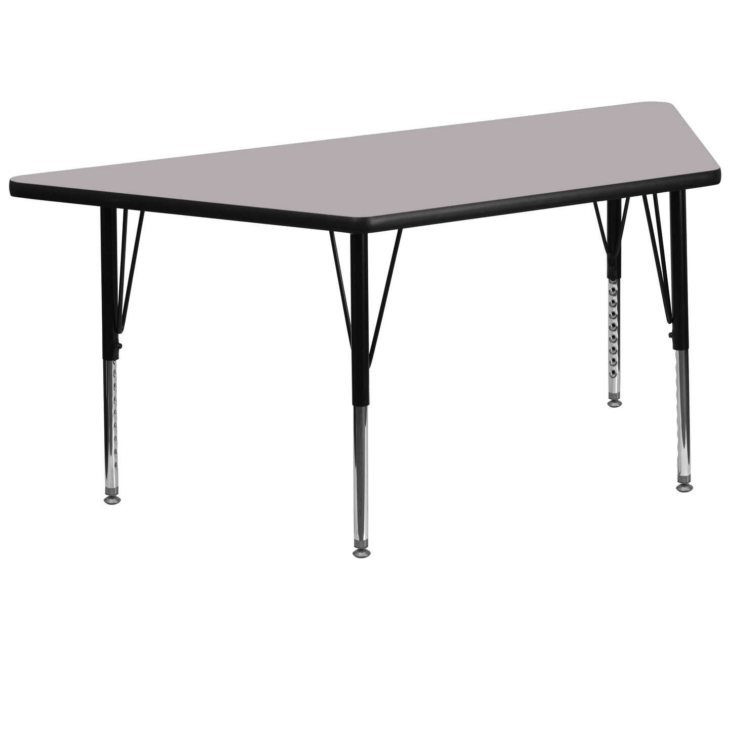 Wren 29''W x 57''L Trapezoid Grey Thermal Laminate Activity Table - Height Adjustable Short Legs Gray