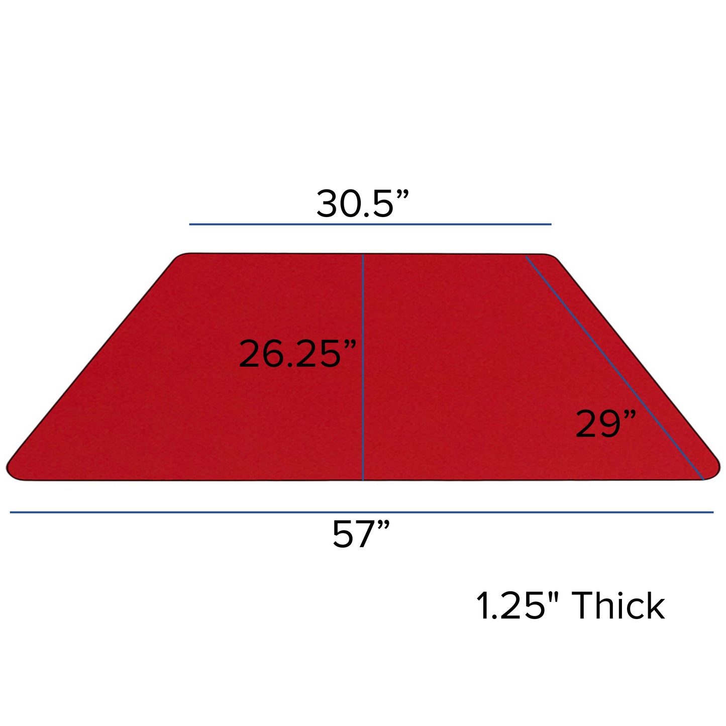 Wren 29''W x 57''L Trapezoid Red Thermal Laminate Activity Table - Height Adjustable Short Legs Red