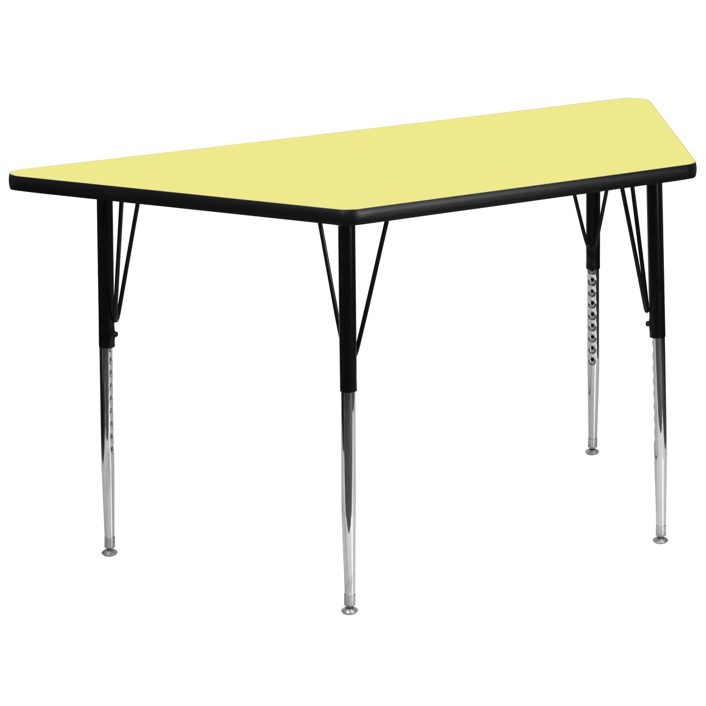 Wren 29''W x 57''L Trapezoid Yellow Thermal Laminate Activity Table - Standard Height Adjustable Legs Yellow