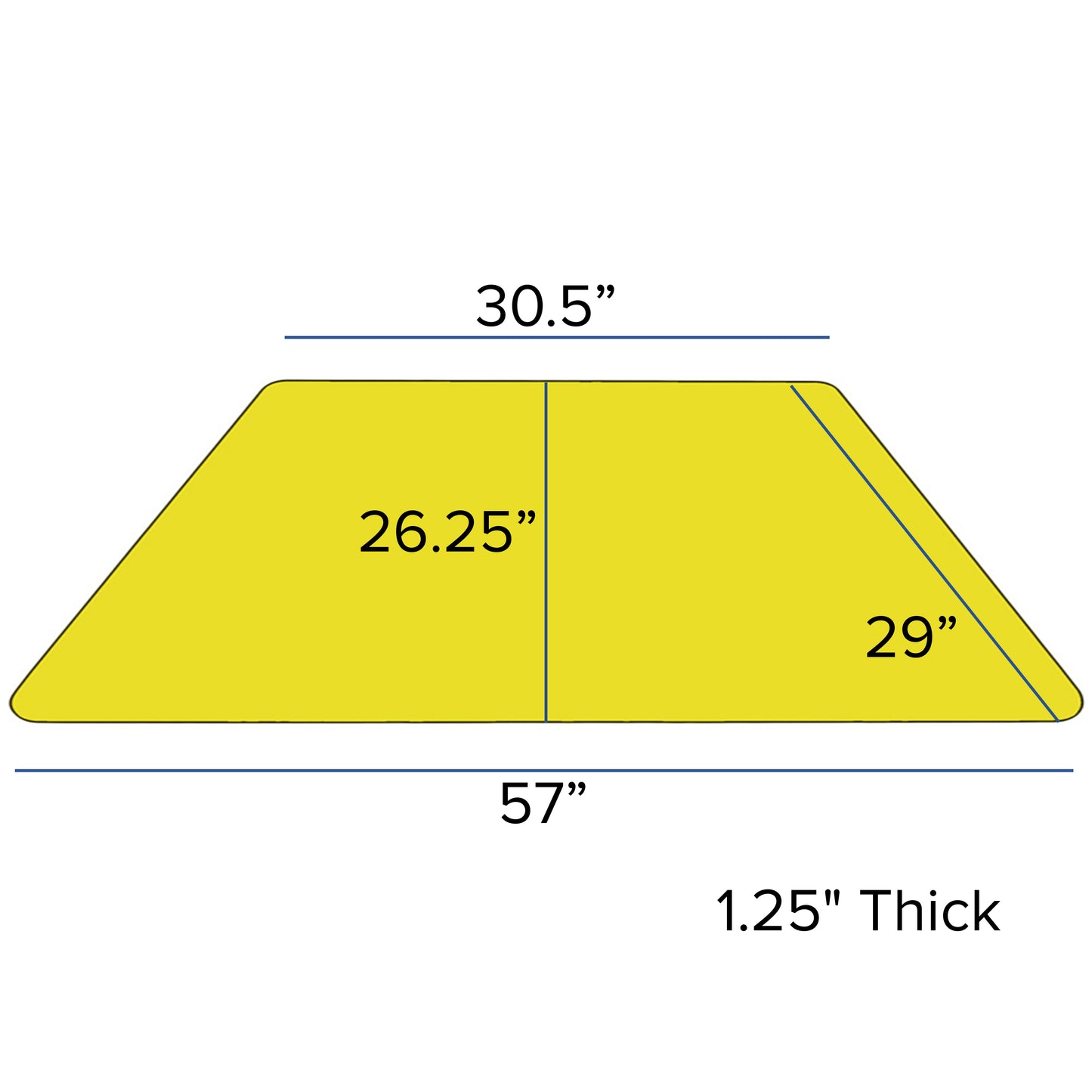 Wren 29''W x 57''L Trapezoid Yellow Thermal Laminate Activity Table - Height Adjustable Short Legs Yellow