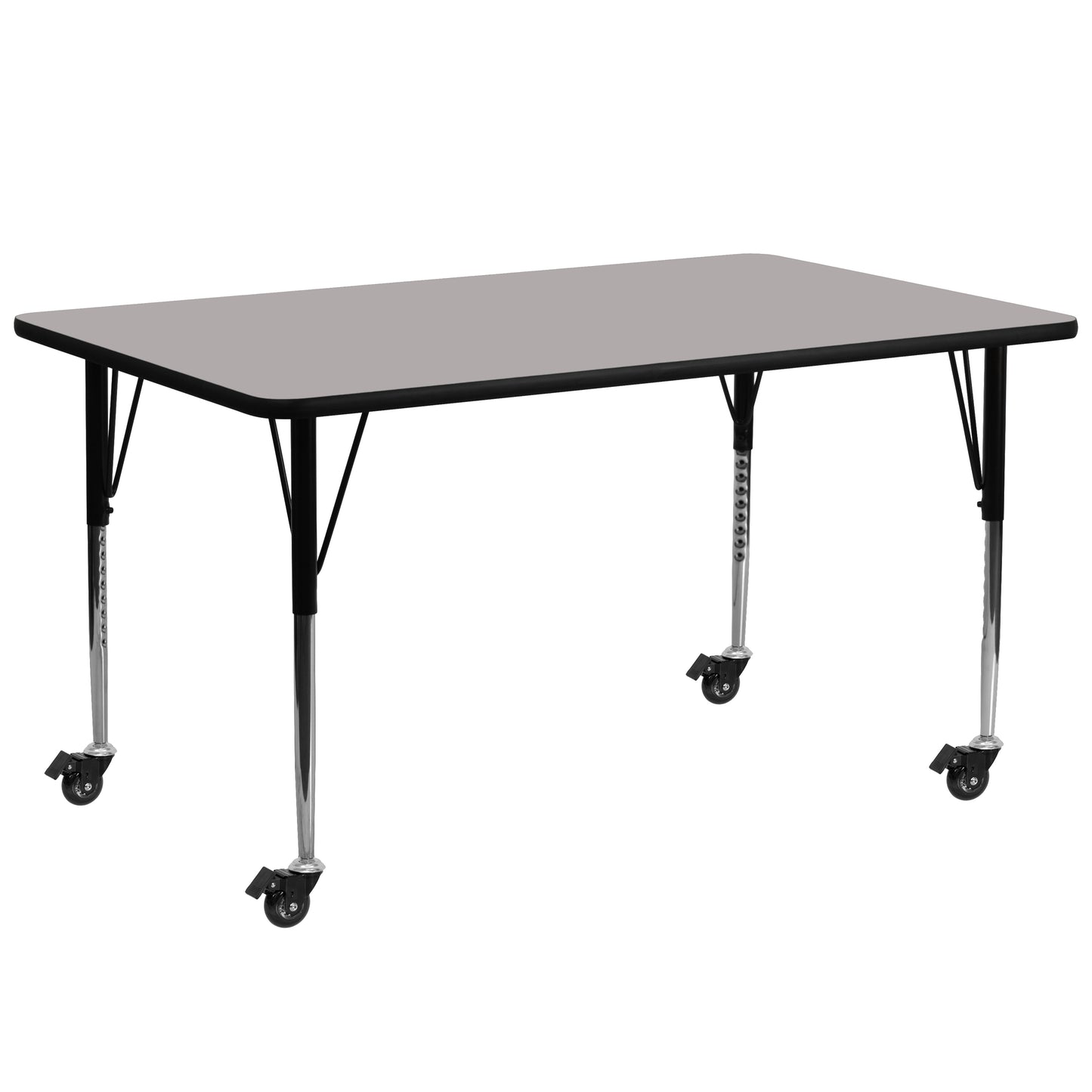 Wren Mobile 30''W x 72''L Rectangular Grey HP Laminate Activity Table - Standard Height Adjustable Legs Gray