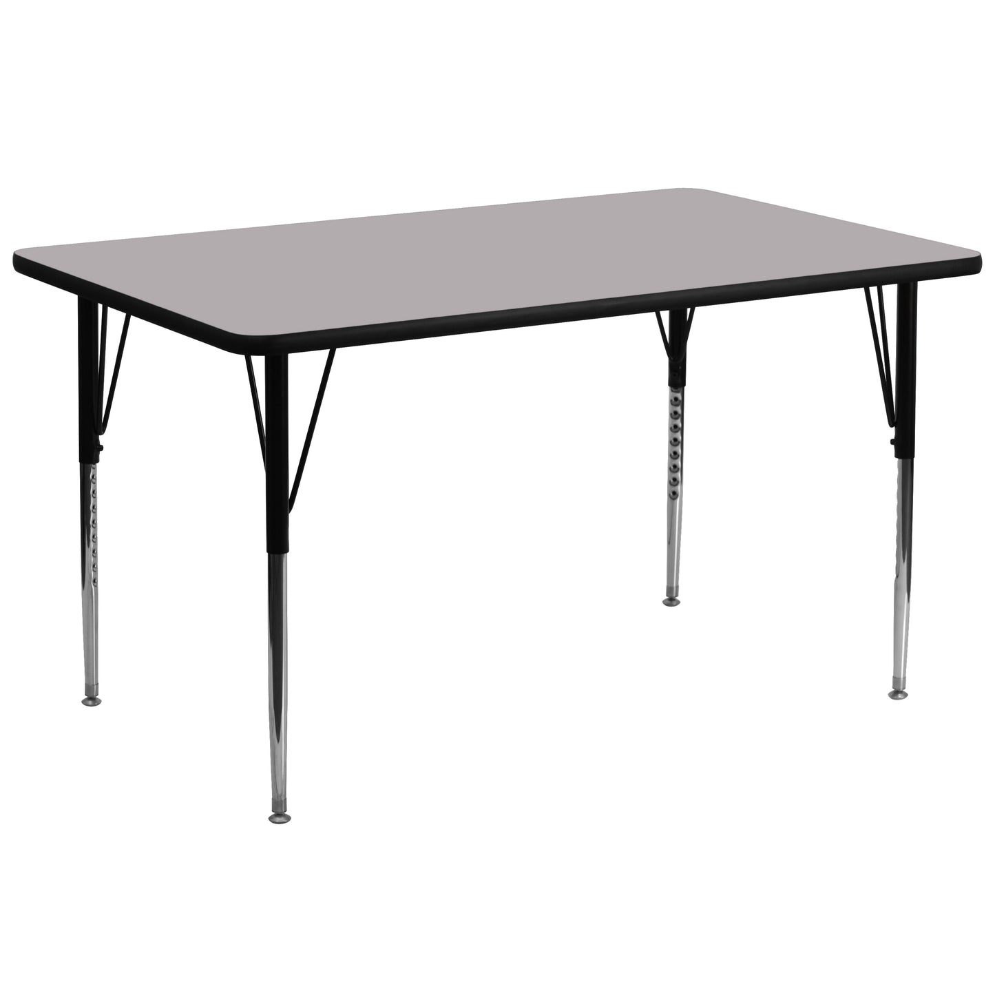 Wren 30''W x 72''L Rectangular Grey Thermal Laminate Activity Table - Standard Height Adjustable Legs Gray