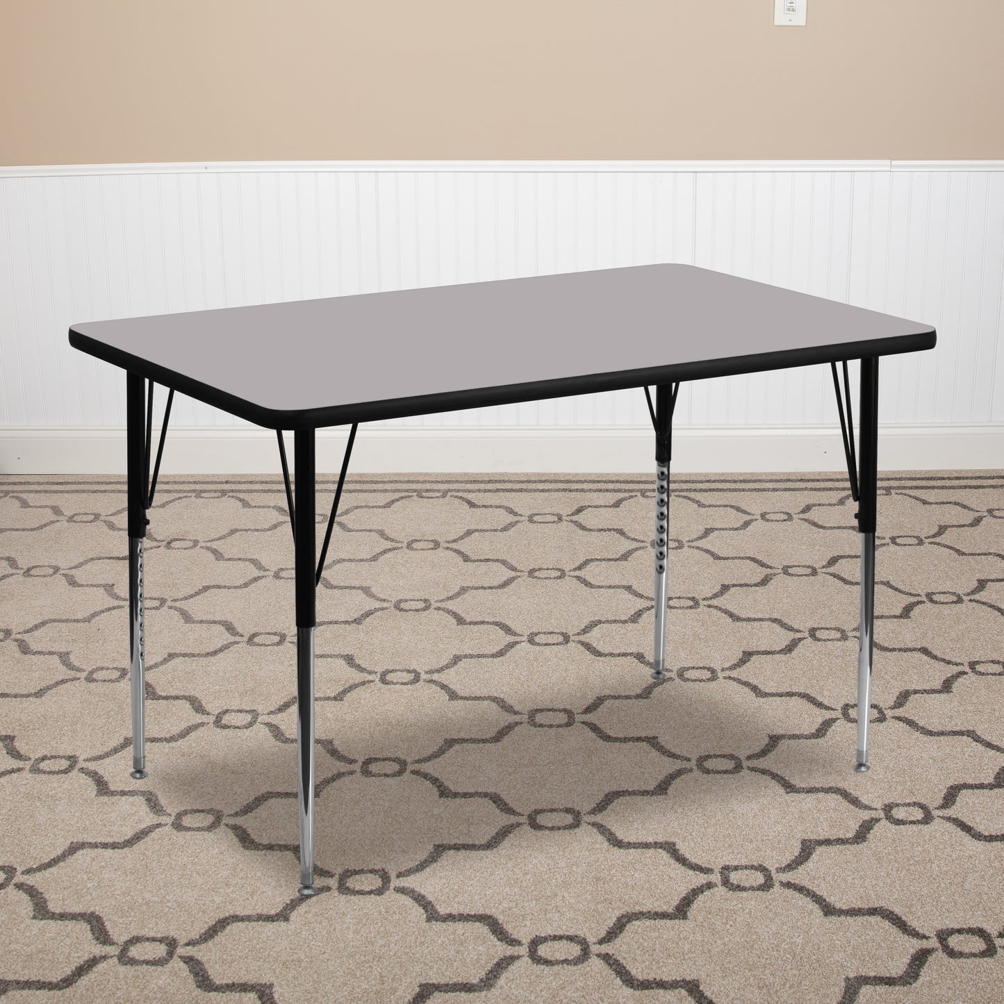 Wren 30''W x 72''L Rectangular Grey Thermal Laminate Activity Table - Standard Height Adjustable Legs Gray