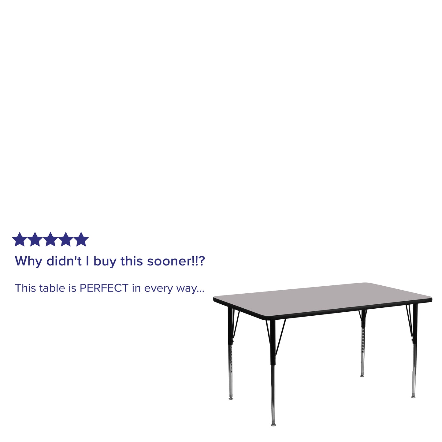 Wren 30''W x 72''L Rectangular Grey Thermal Laminate Activity Table - Standard Height Adjustable Legs Gray