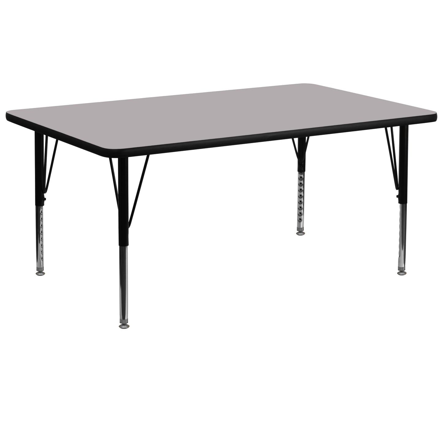 Wren 30''W x 72''L Rectangular Grey Thermal Laminate Activity Table - Height Adjustable Short Legs Gray
