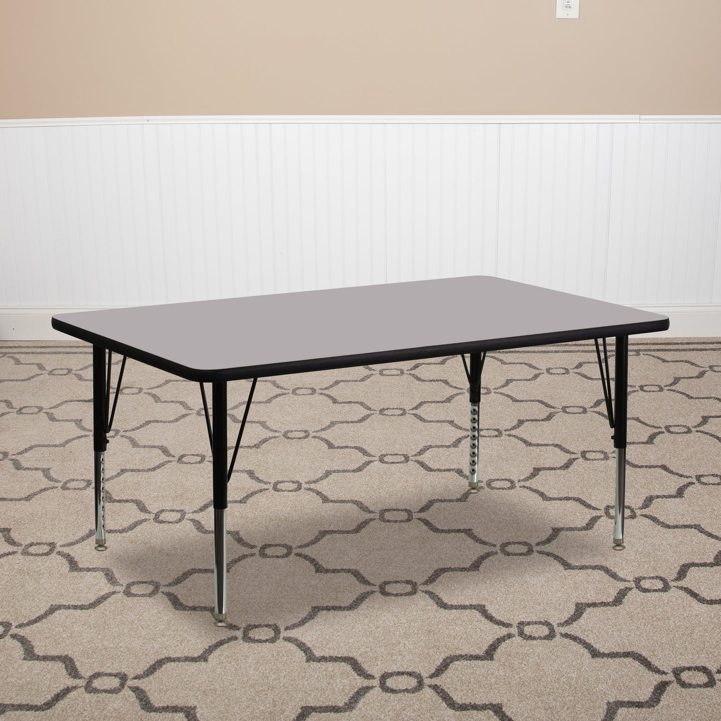Wren 30''W x 72''L Rectangular Grey Thermal Laminate Activity Table - Height Adjustable Short Legs Gray