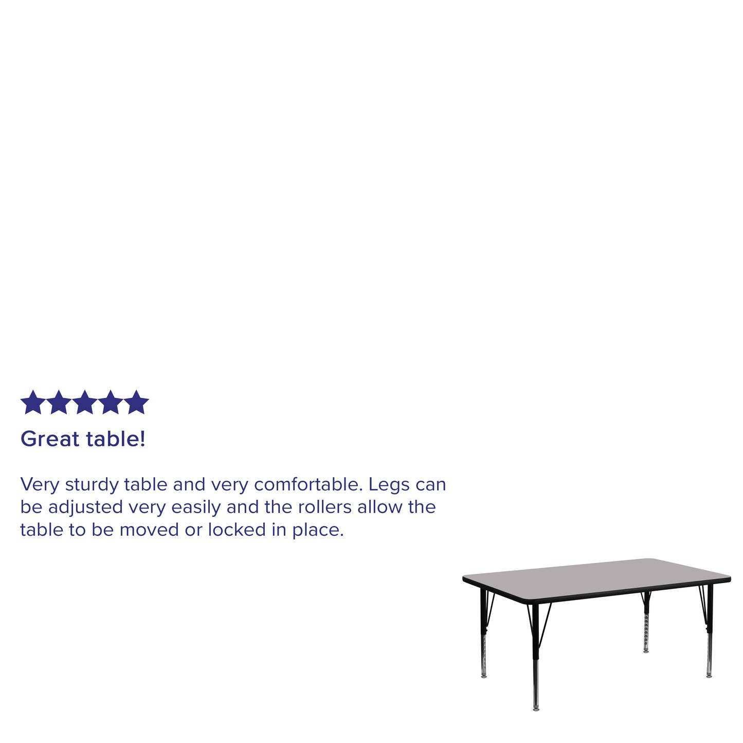 Wren 30''W x 72''L Rectangular Grey Thermal Laminate Activity Table - Height Adjustable Short Legs Gray