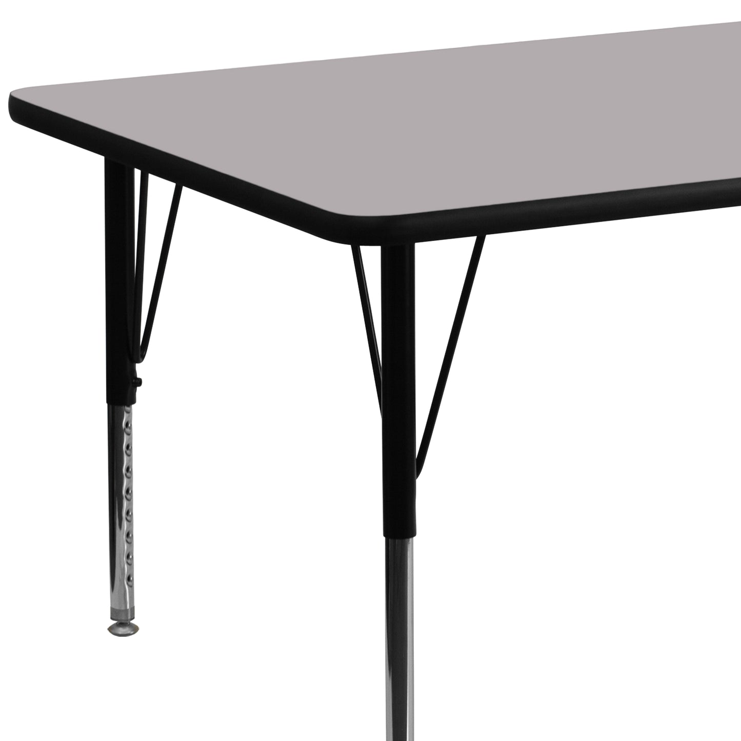 Wren 30''W x 72''L Rectangular Grey Thermal Laminate Activity Table - Height Adjustable Short Legs Gray