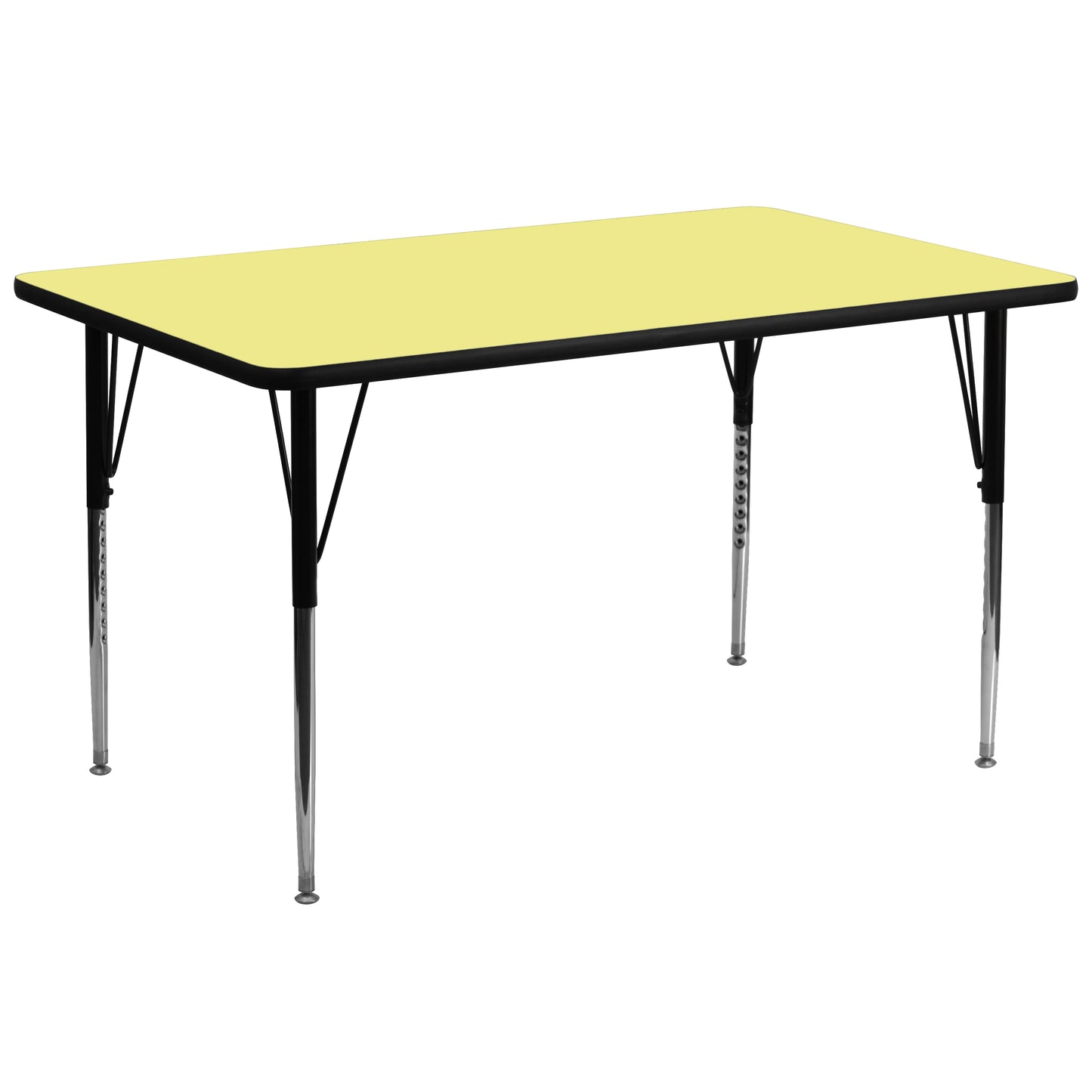 Wren 30''W x 72''L Rectangular Yellow Thermal Laminate Activity Table - Standard Height Adjustable Legs Yellow XU-A3072-REC-YEL-T-A-GG