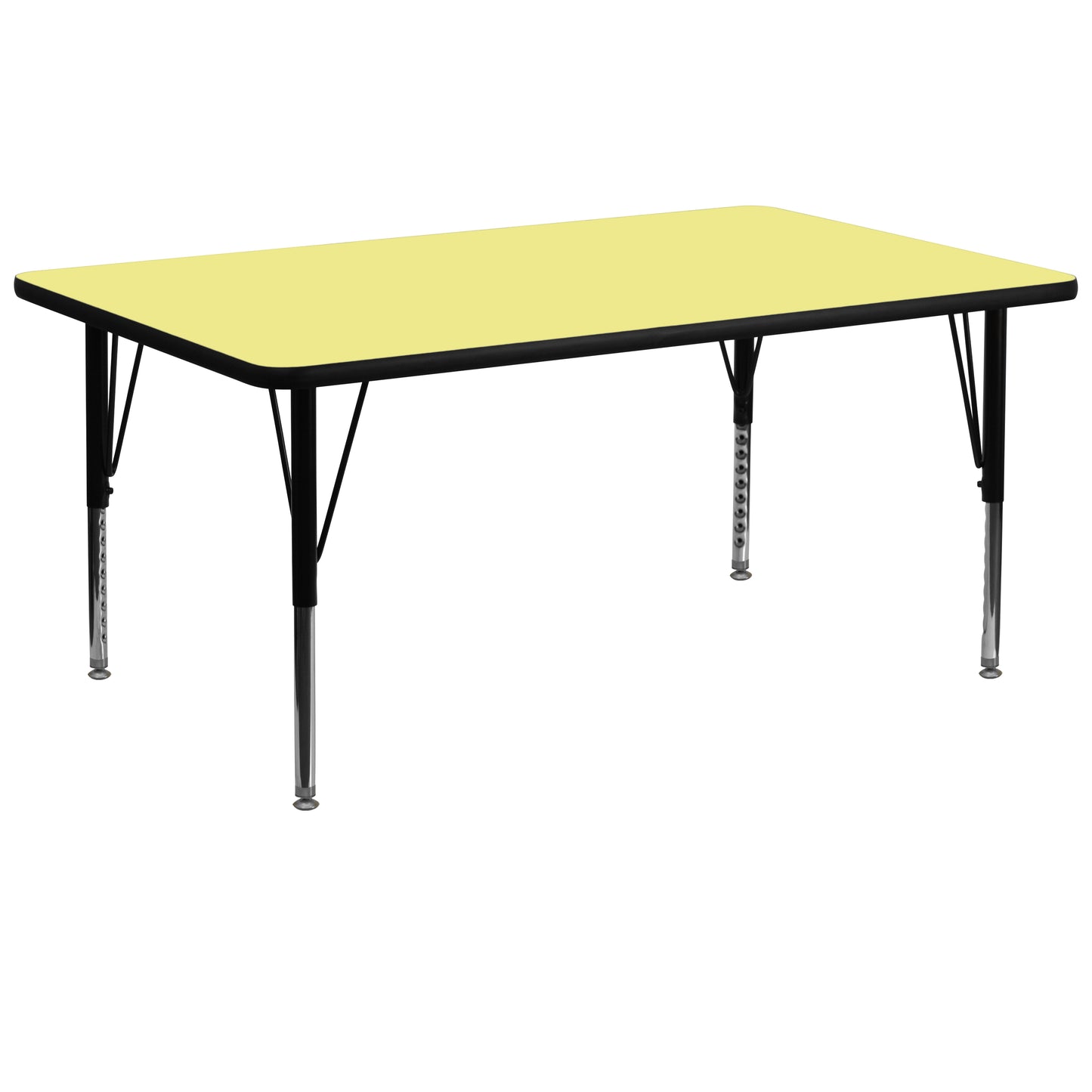 Wren 30''W x 72''L Rectangular Yellow Thermal Laminate Activity Table - Height Adjustable Short Legs Yellow