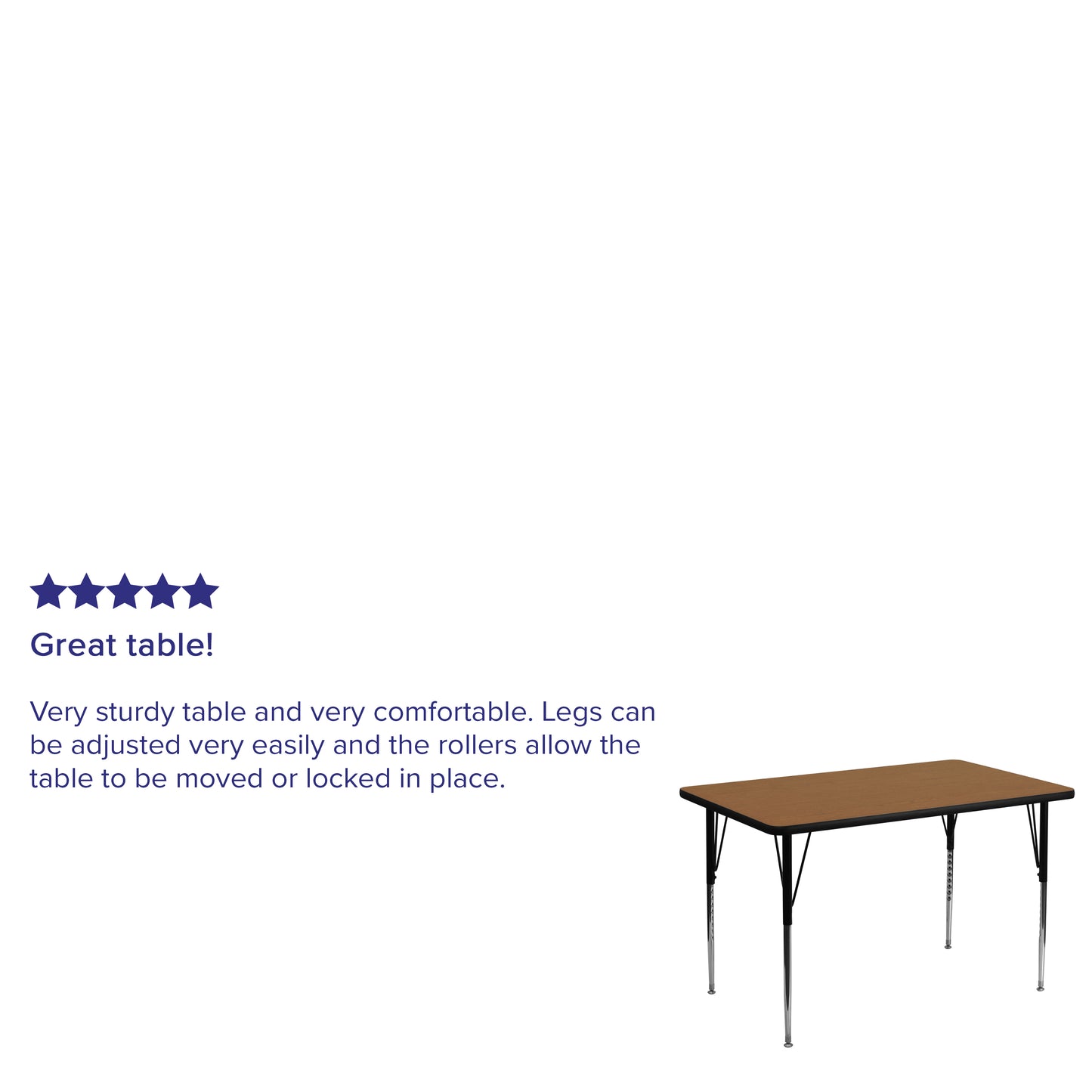 Wren 36''W x 72''L Rectangular Oak Thermal Laminate Activity Table - Standard Height Adjustable Legs Oak