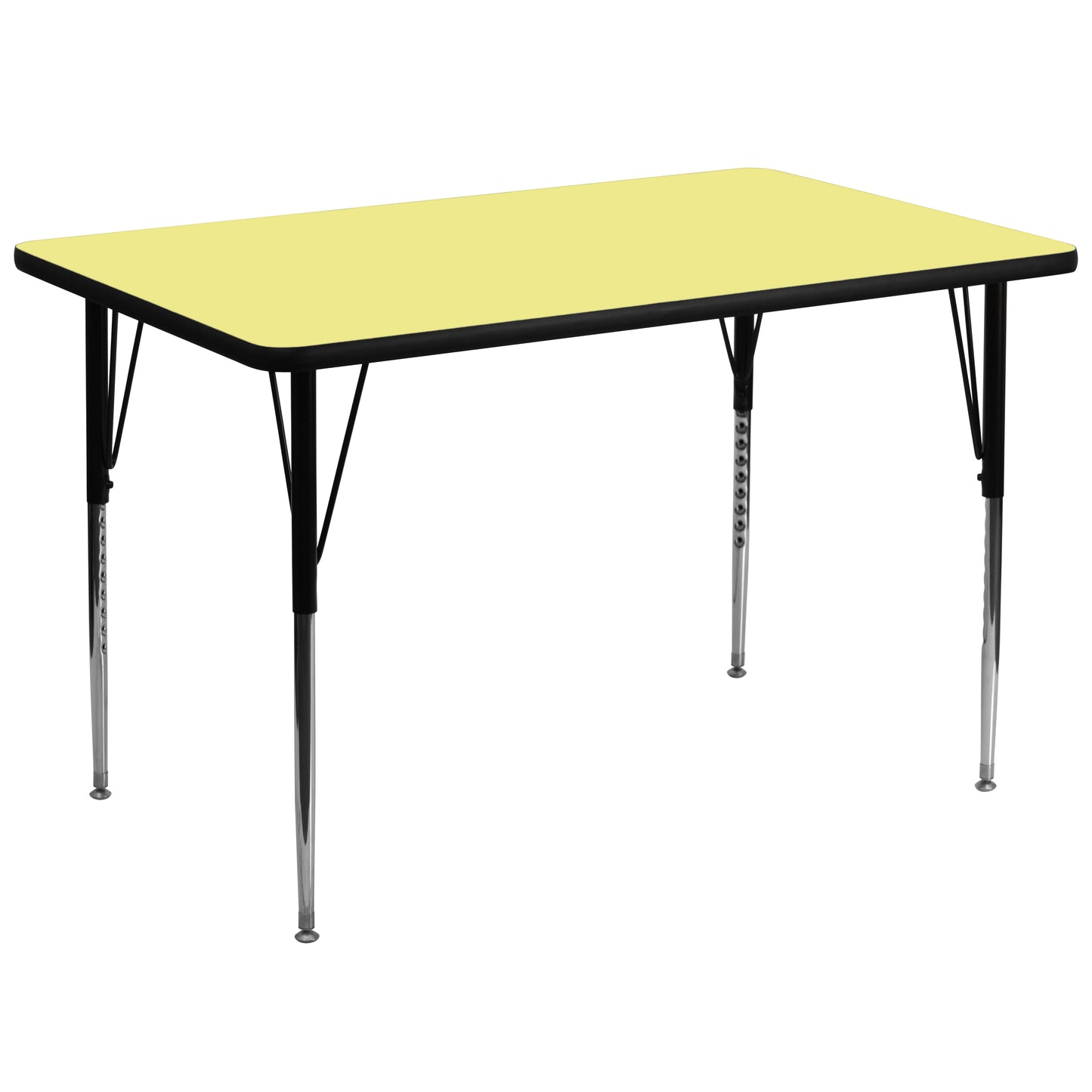 Wren 36''W x 72''L Rectangular Yellow Thermal Laminate Activity Table - Standard Height Adjustable Legs Yellow XU-A3672-REC-YEL-T-A-GG