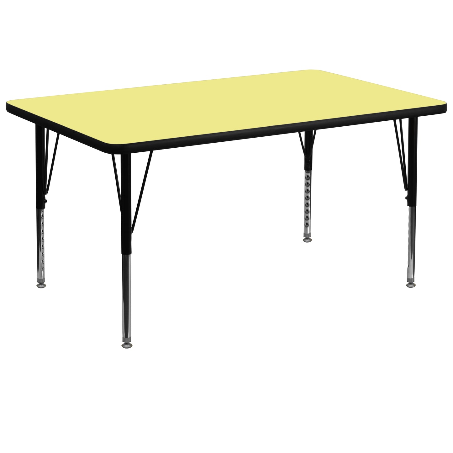 Wren 36''W x 72''L Rectangular Yellow Thermal Laminate Activity Table - Height Adjustable Short Legs Yellow