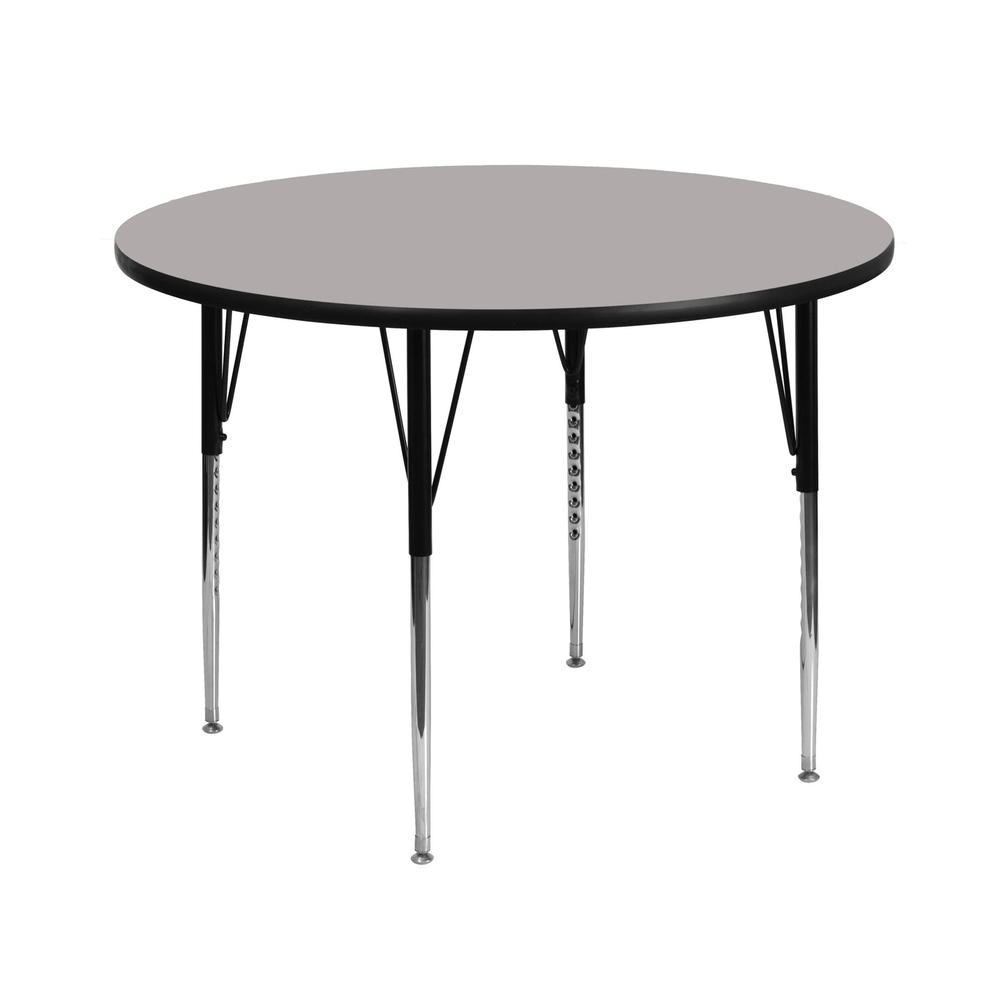 Wren 42'' Round Grey HP Laminate Activity Table - Standard Height Adjustable Legs Gray XU-A42-RND-GY-H-A-GG