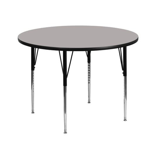 Wren 42'' Round Grey HP Laminate Activity Table - Standard Height Adjustable Legs Gray XU-A42-RND-GY-H-A-GG