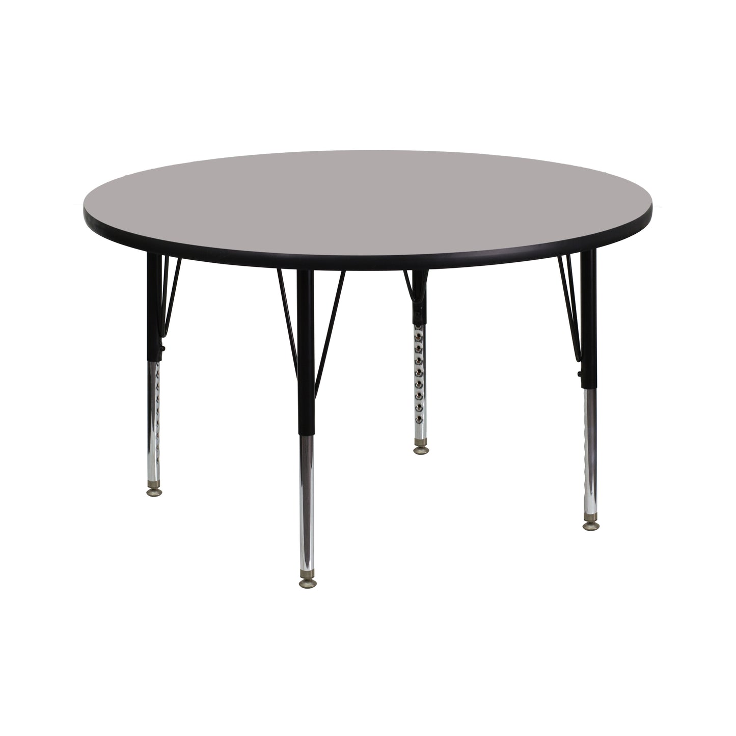 Wren 42'' Round Grey HP Laminate Activity Table - Height Adjustable Short Legs Gray XU-A42-RND-GY-H-P-GG