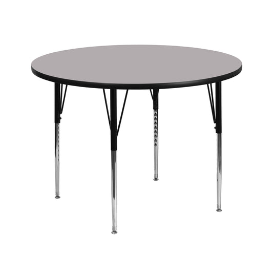 Wren 42'' Round Grey Thermal Laminate Activity Table - Standard Height Adjustable Legs Gray XU-A42-RND-GY-T-A-GG