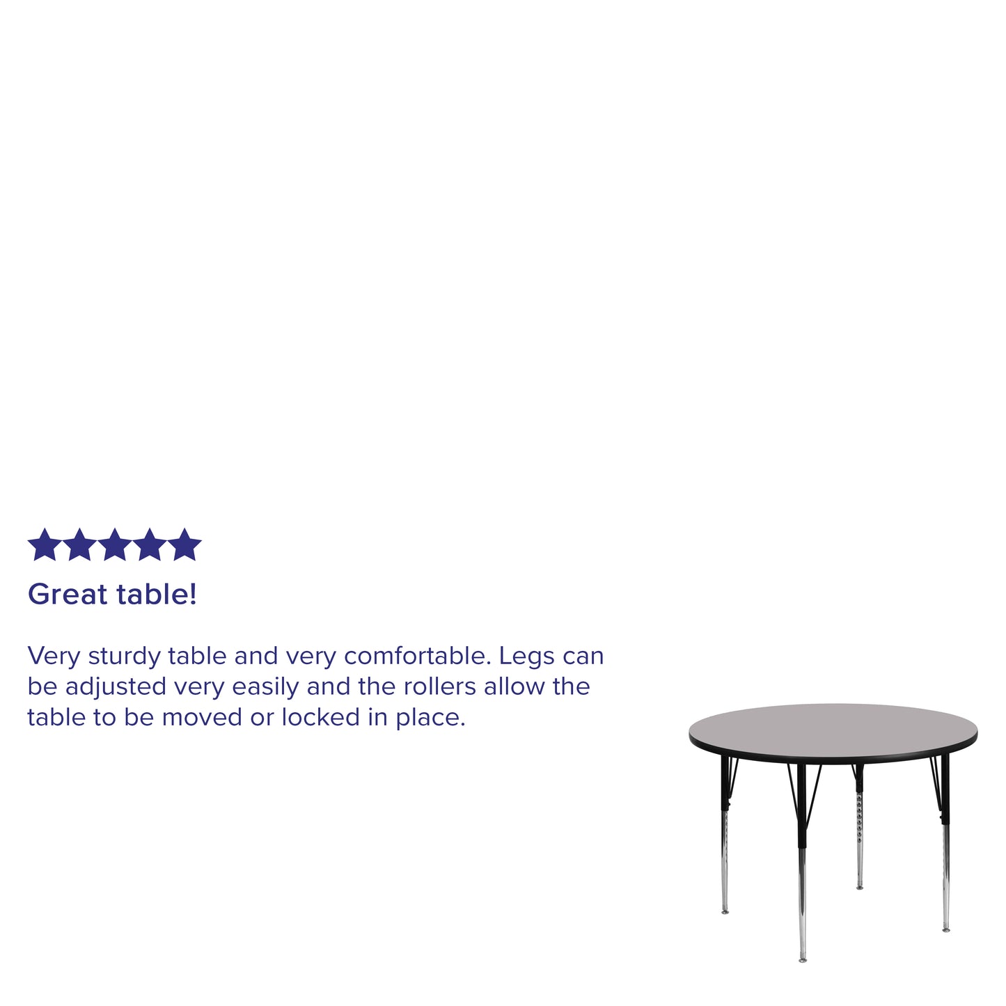 Wren 42'' Round Grey Thermal Laminate Activity Table - Standard Height Adjustable Legs Gray