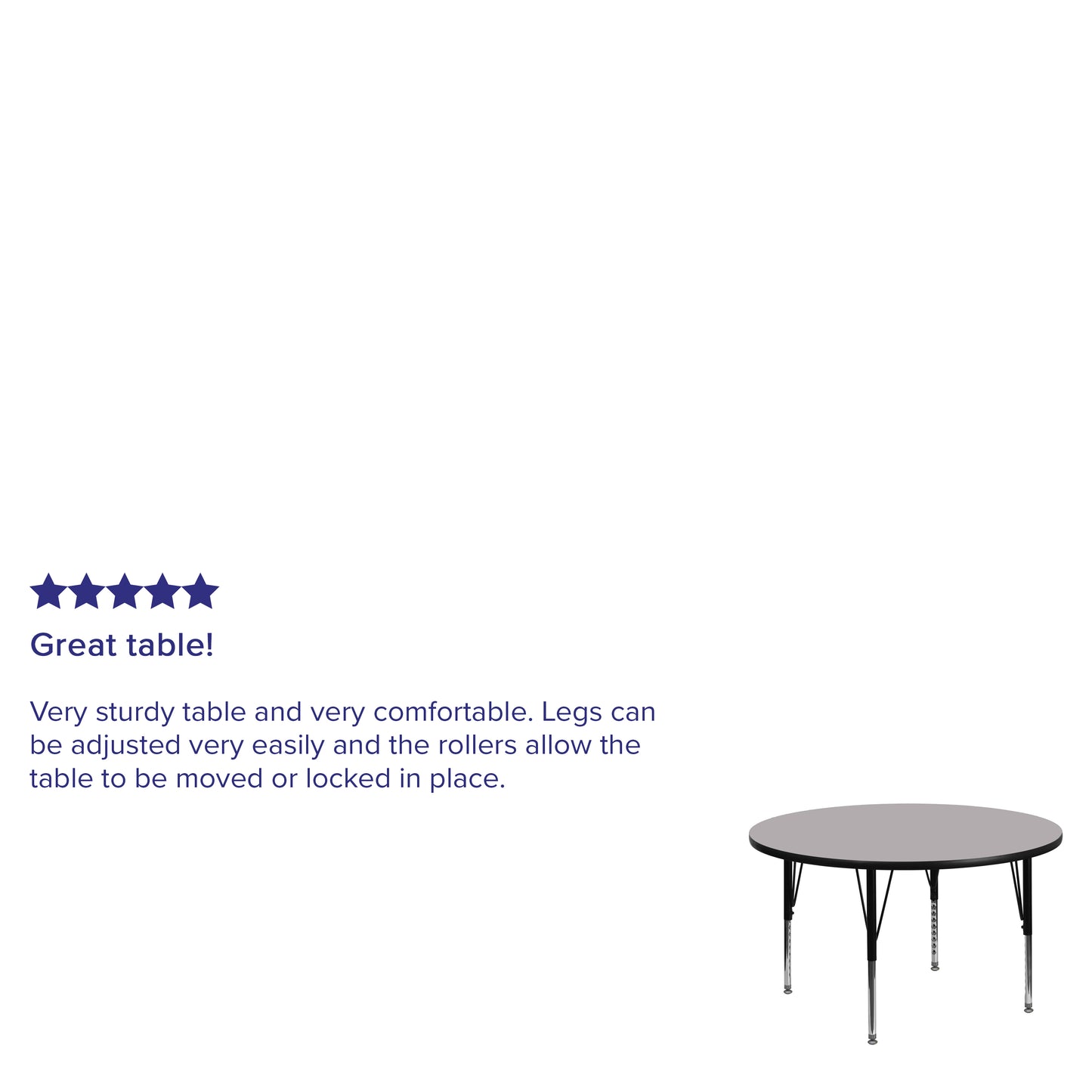 Wren 42'' Round Grey Thermal Laminate Activity Table - Height Adjustable Short Legs Gray