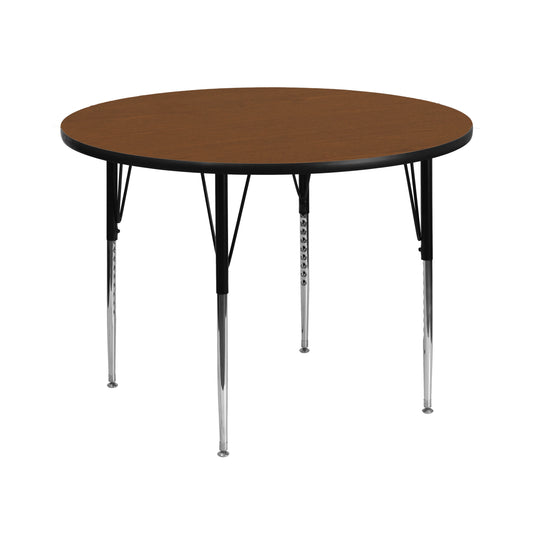 42'' Round Oak HP Laminate Activity Table - Standard Height Adjustable Legs Oak XU-A42-RND-OAK-H-A-GG