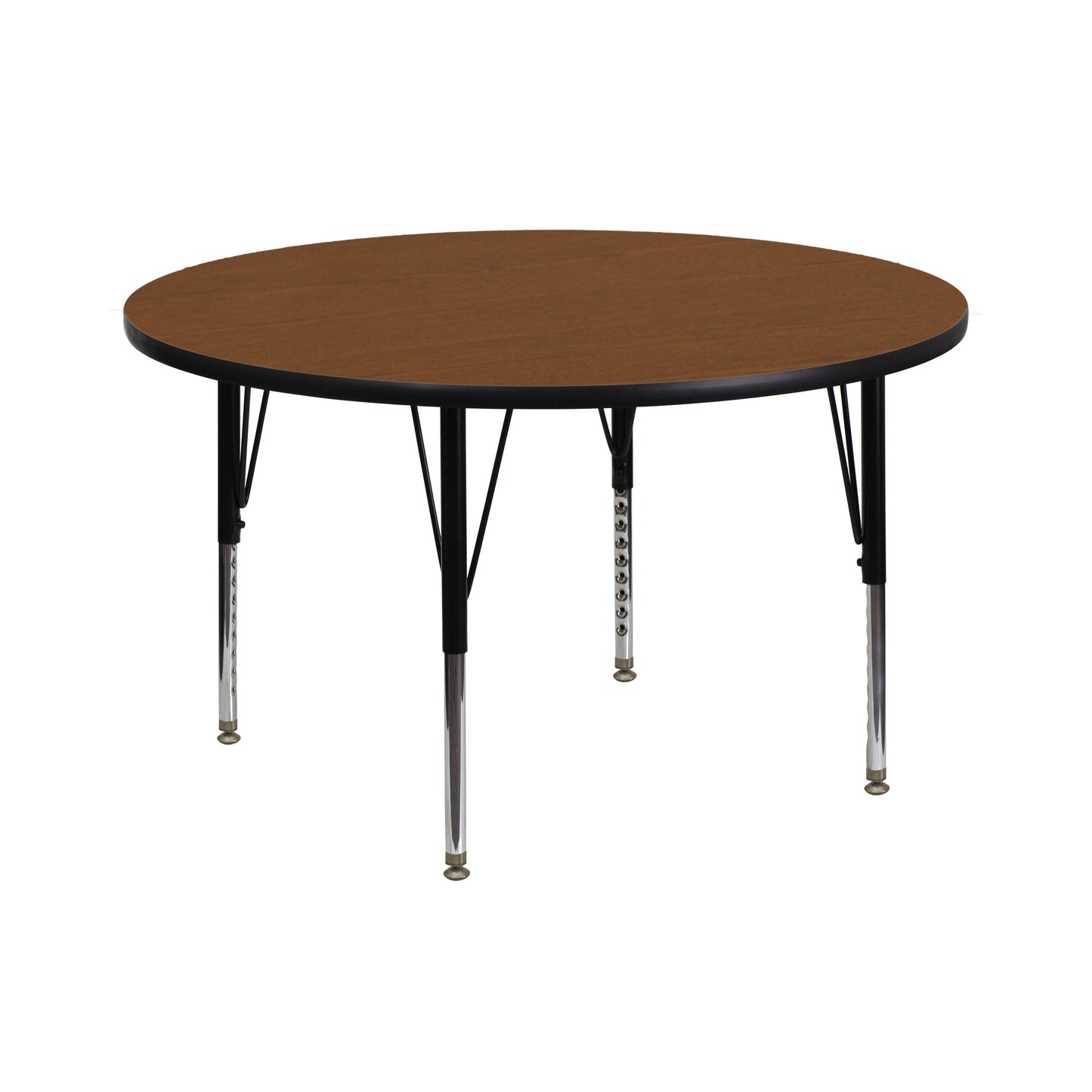 42'' Round Oak HP Laminate Activity Table - Height Adjustable Short Legs Oak XU-A42-RND-OAK-H-P-GG