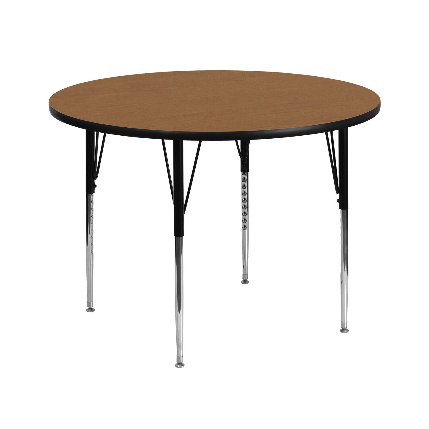 Wren 42'' Round Oak Thermal Laminate Activity Table - Standard Height Adjustable Legs Oak