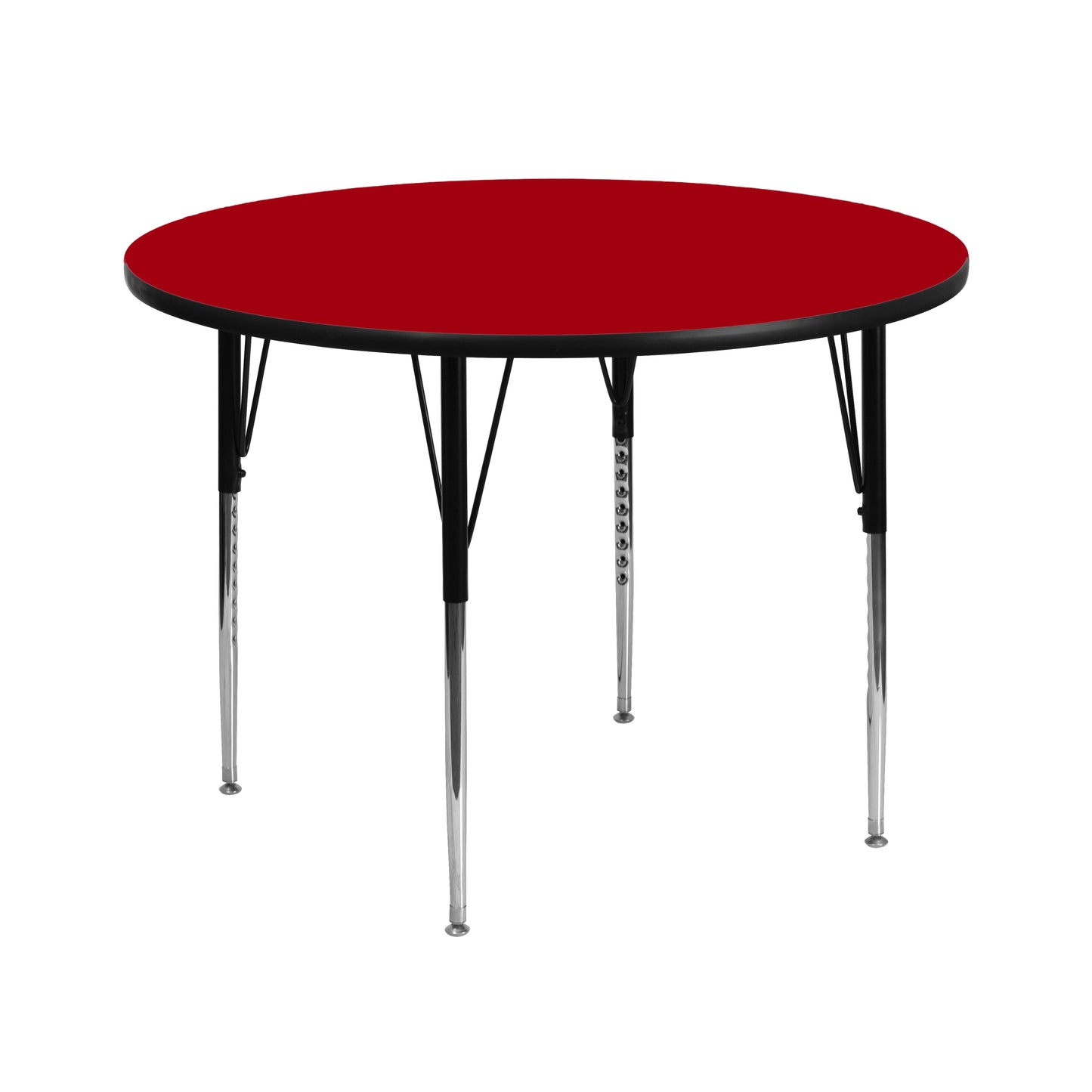 Wren 42'' Round Red Thermal Laminate Activity Table - Standard Height Adjustable Legs Red