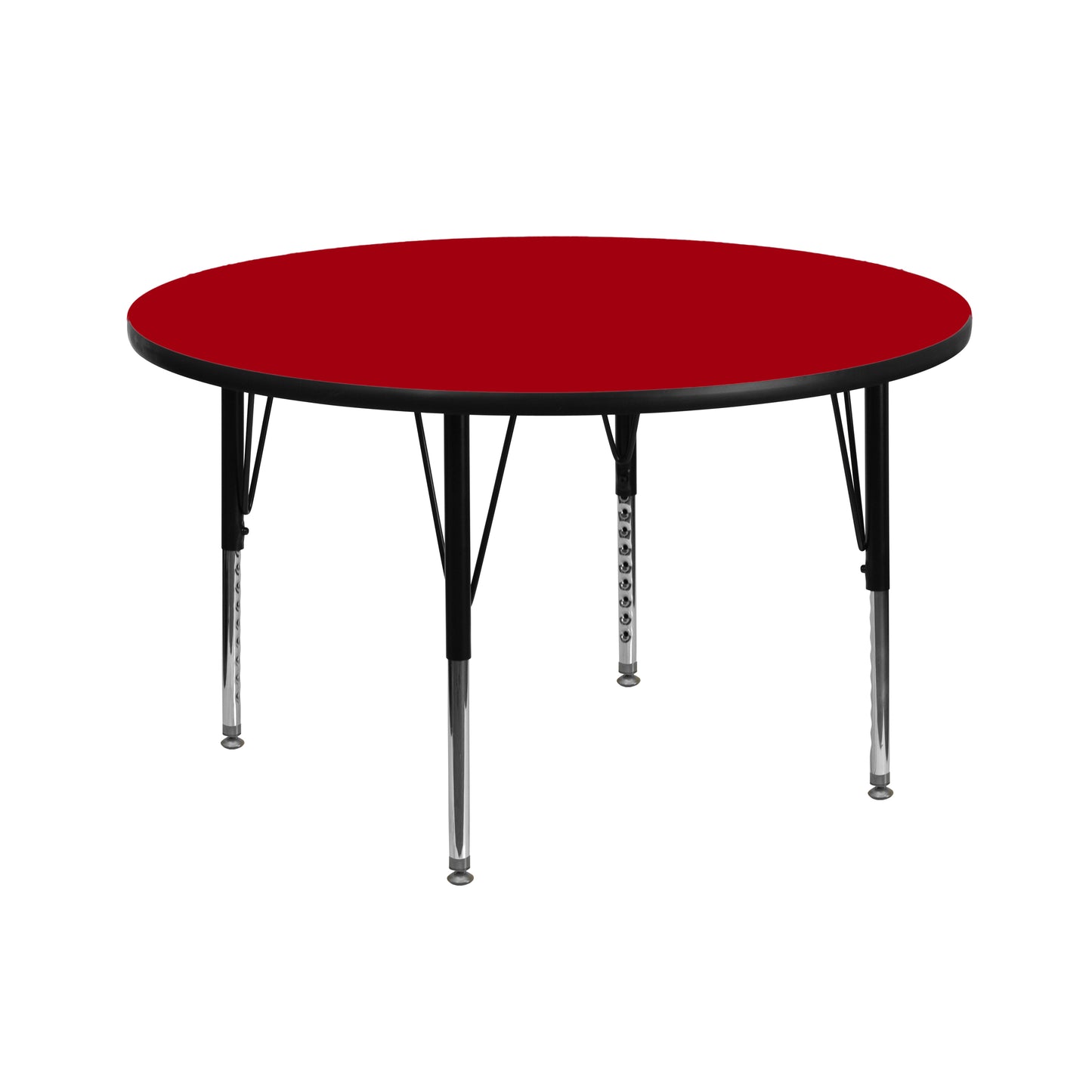Wren 42'' Round Red Thermal Laminate Activity Table - Height Adjustable Short Legs Red