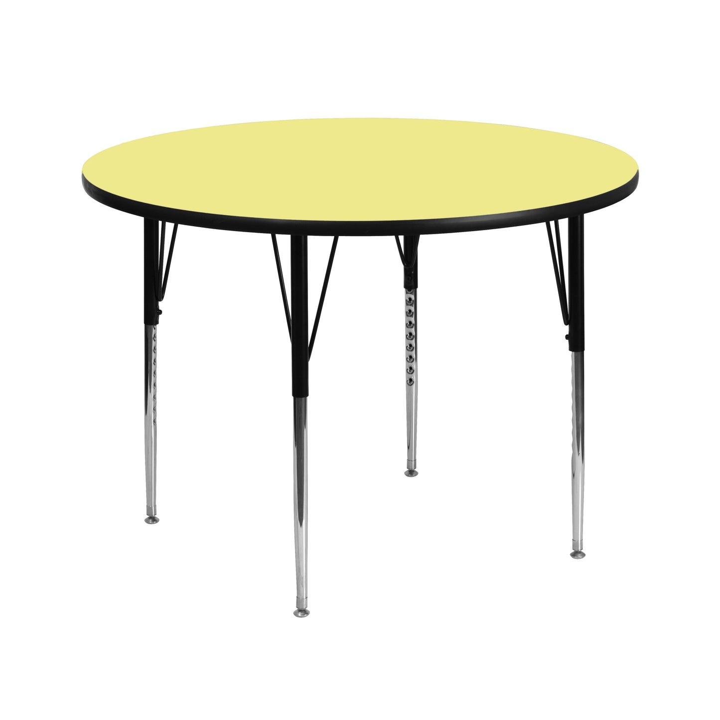 Wren 42'' Round Yellow Thermal Laminate Activity Table - Standard Height Adjustable Legs Yellow
