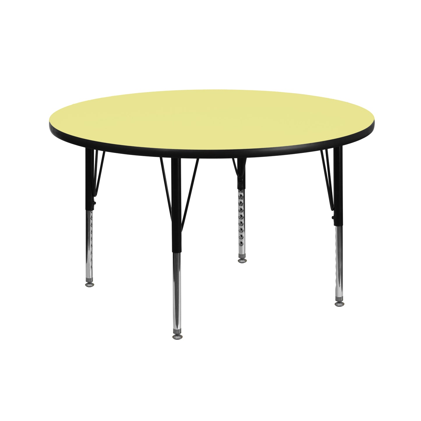 Wren 42'' Round Yellow Thermal Laminate Activity Table - Height Adjustable Short Legs Yellow