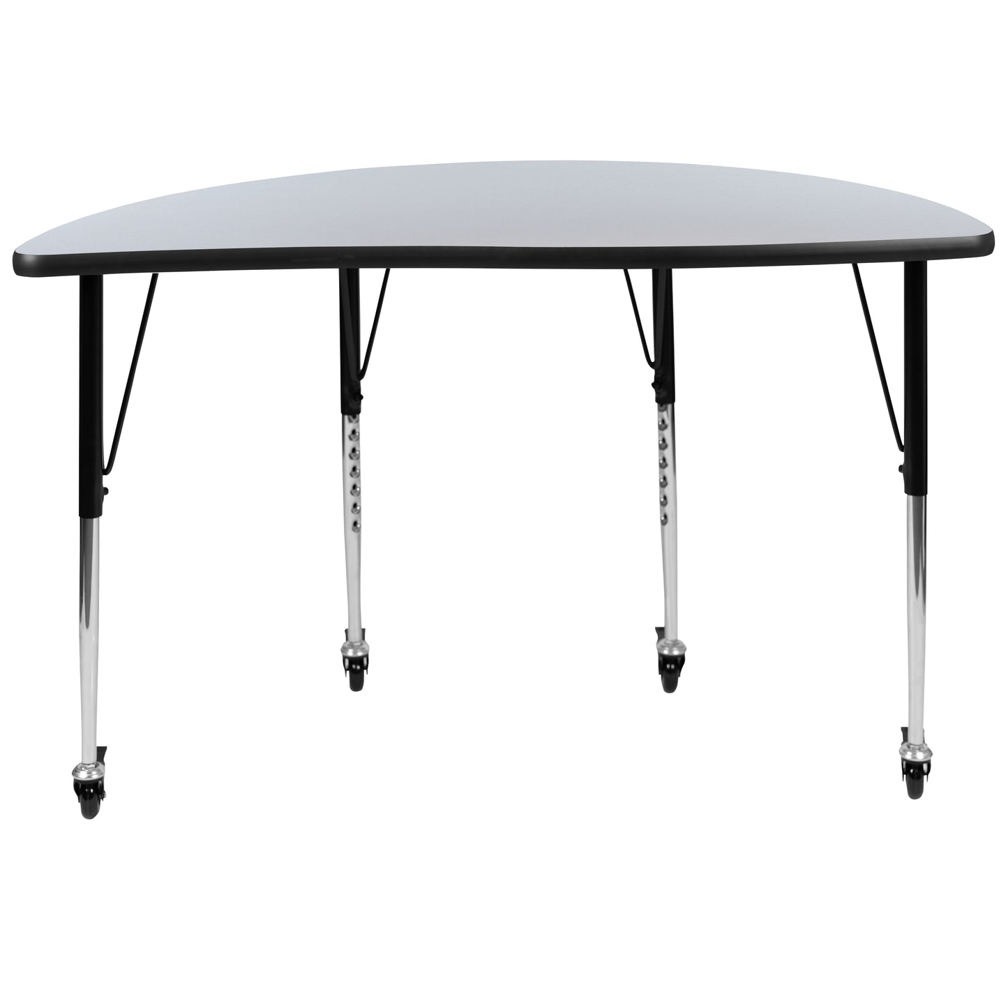 Wren Mobile 47.5" Half Circle Wave Flexible Collaborative Grey Laminate Activity Table - Standard Height Adjustable Legs Grey