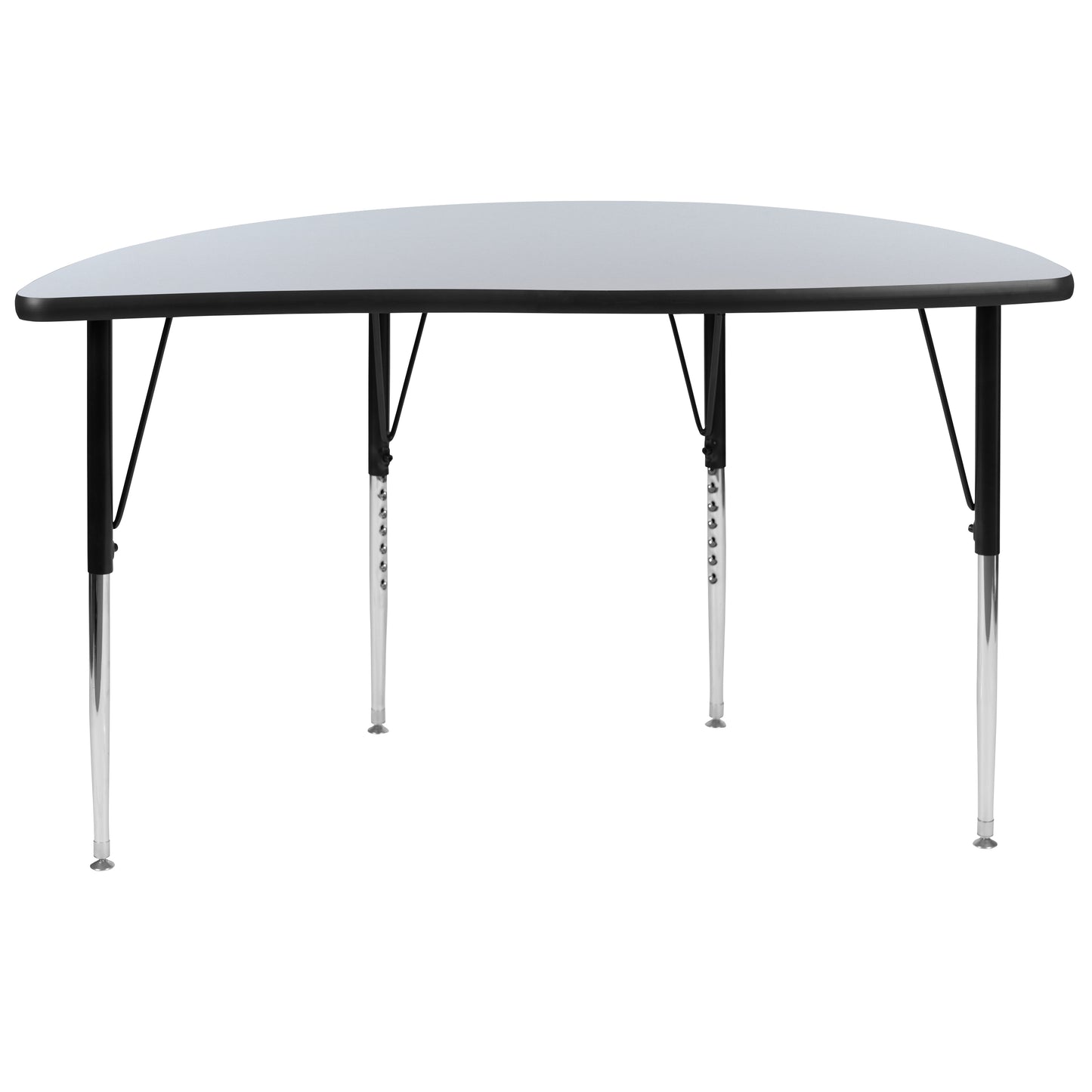 Wren 47.5" Half Circle Wave Flexible Collaborative Grey Thermal Laminate Activity Table - Standard Height Adjustable Legs Grey