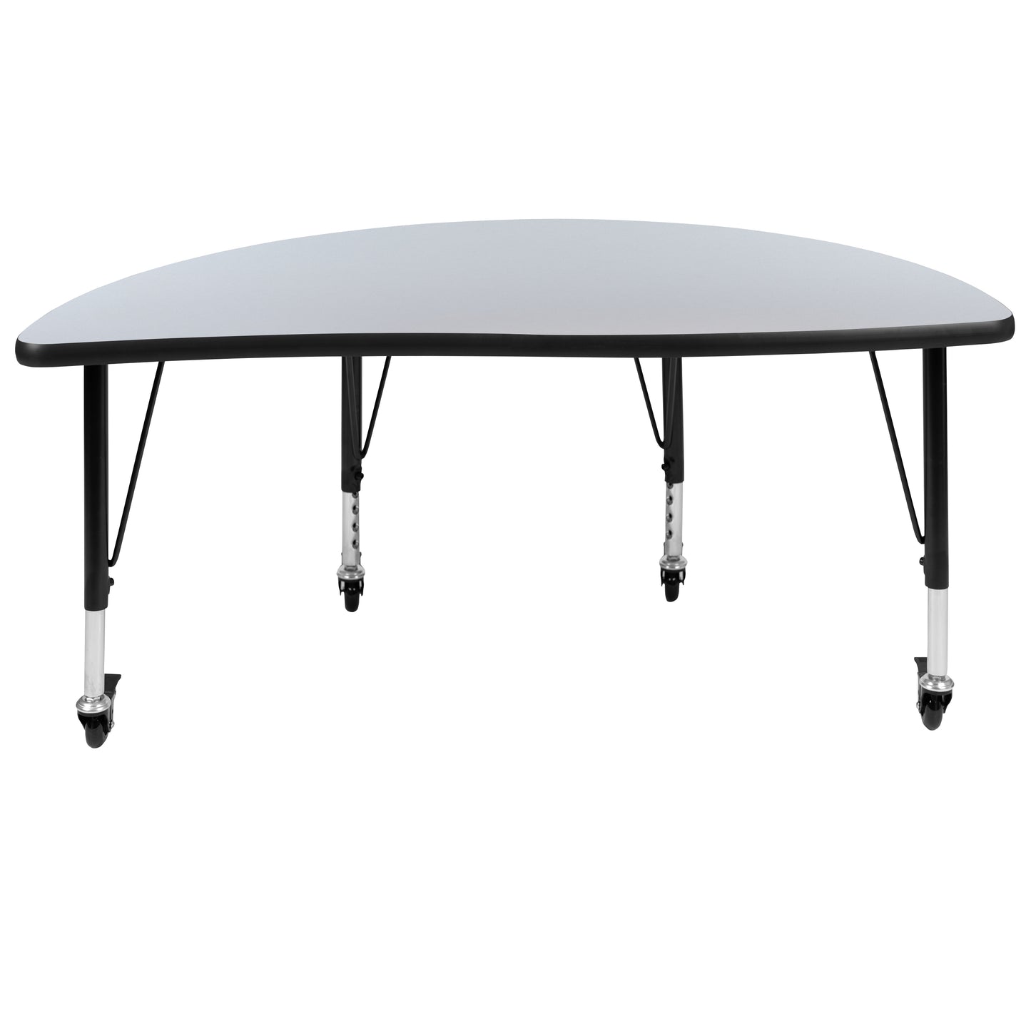 Wren Mobile 47.5" Half Circle Wave Flexible Collaborative Grey Thermal Laminate Activity Table - Height Adjust Short Legs Grey