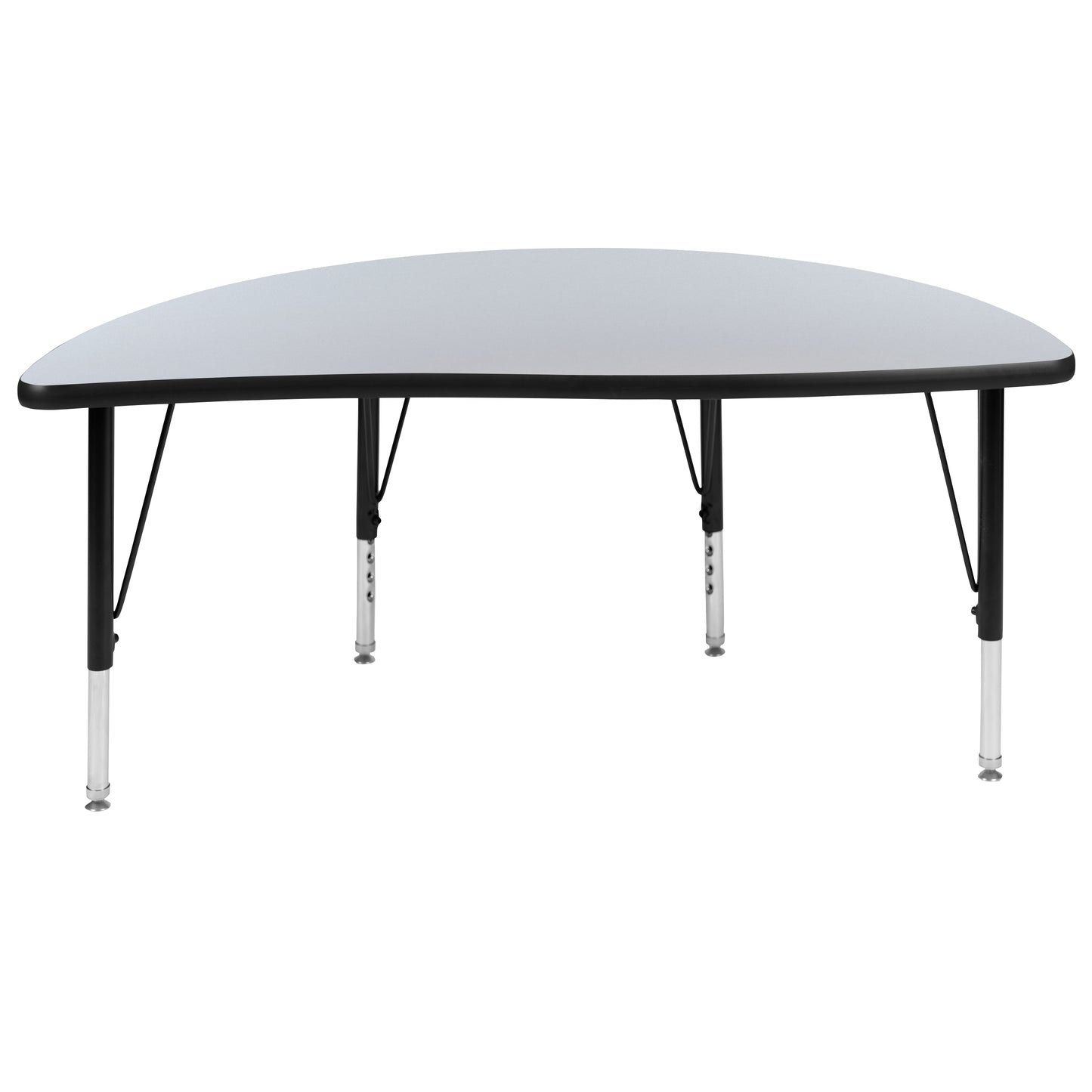 Wren 47.5" Half Circle Wave Flexible Collaborative Grey Thermal Laminate Activity Table - Height Adjustable Short Legs Grey