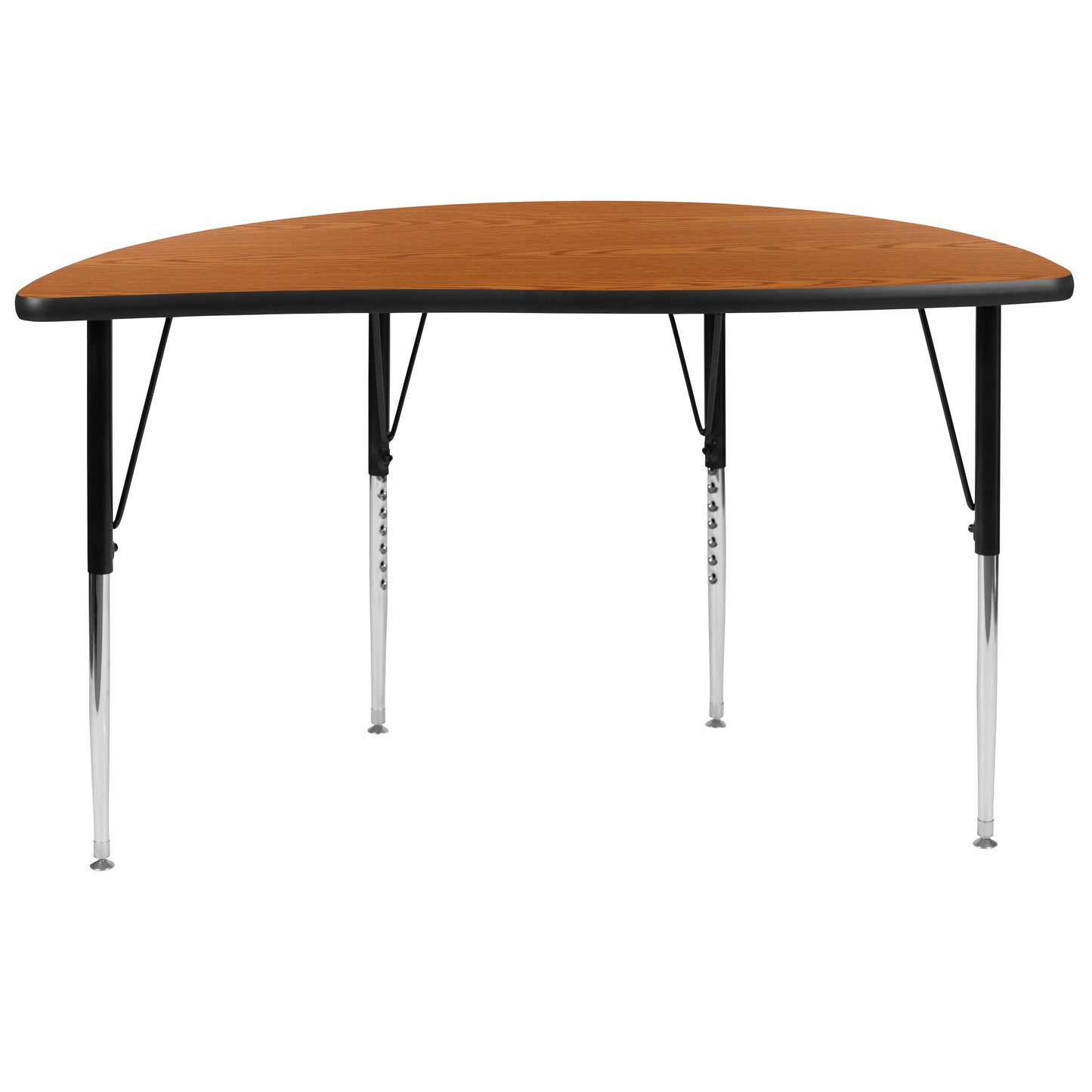 Wren 47.5" Half Circle Wave Flexible Collaborative Oak Thermal Laminate Activity Table - Standard Height Adjustable Legs Oak