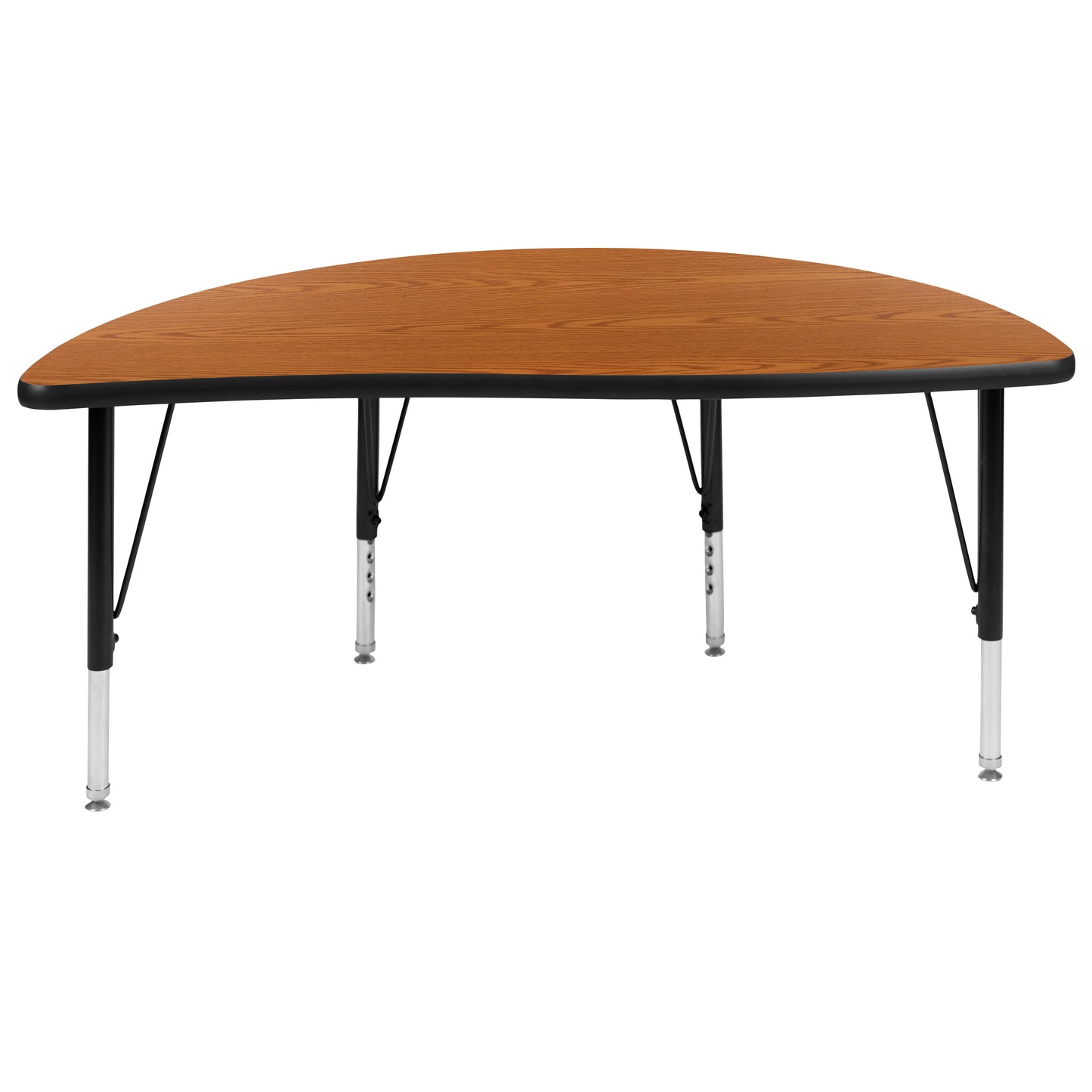 Wren 47.5" Half Circle Wave Flexible Collaborative Oak Thermal Laminate Activity Table - Height Adjustable Short Legs Oak