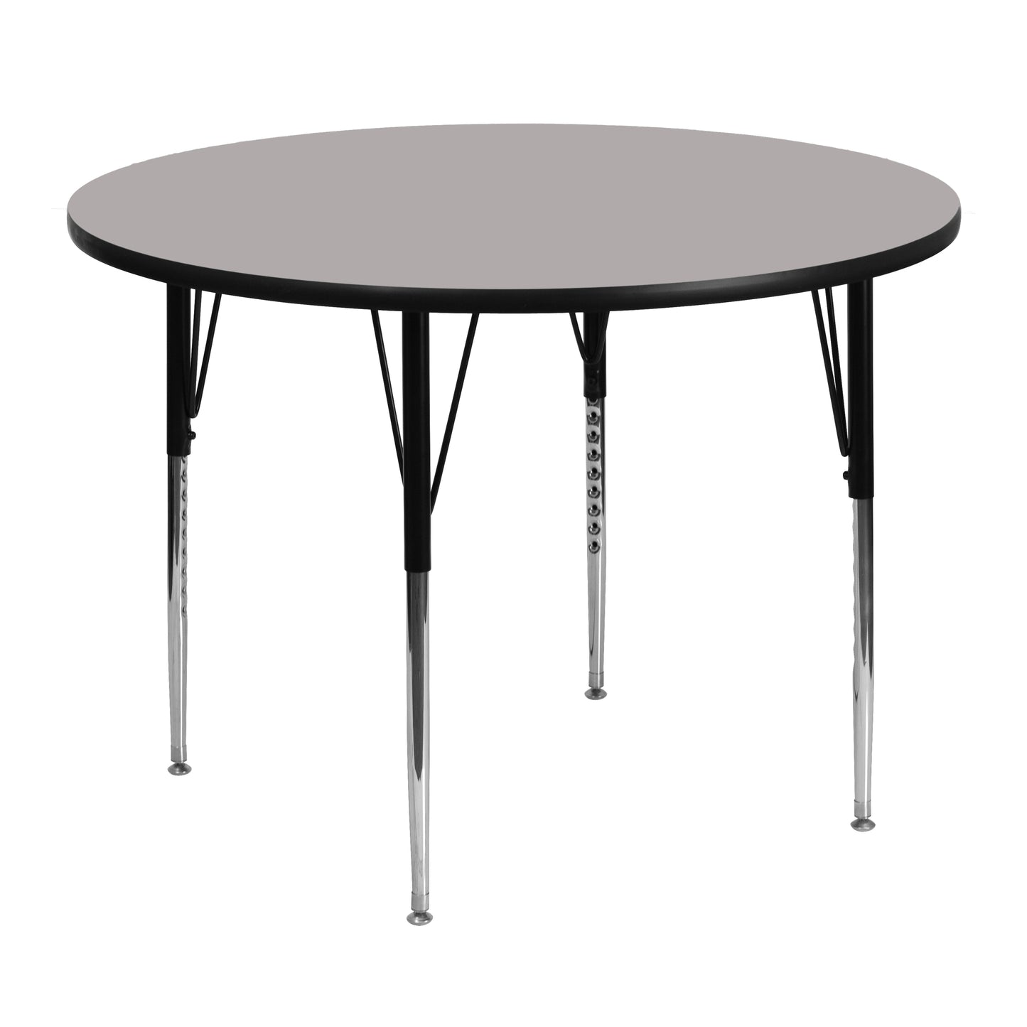 Wren 48'' Round Grey HP Laminate Activity Table - Standard Height Adjustable Legs Gray