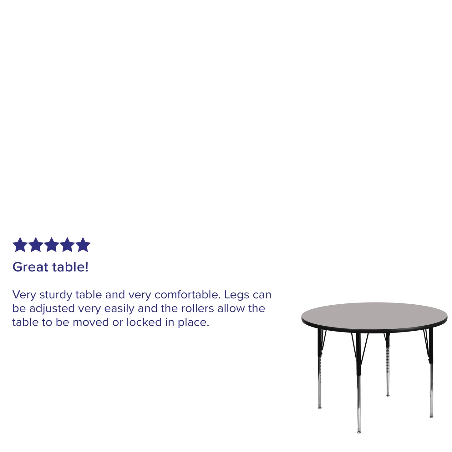 Wren 48'' Round Grey HP Laminate Activity Table - Standard Height Adjustable Legs Gray