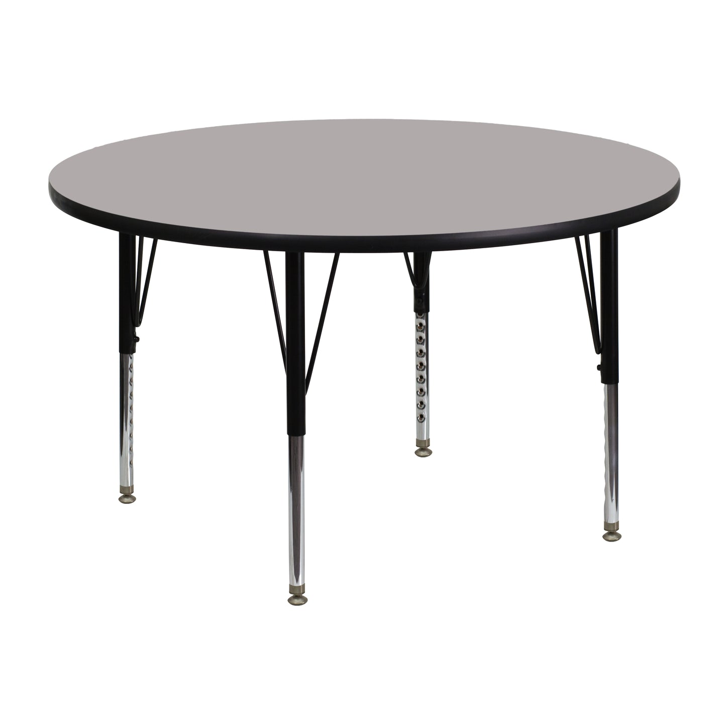 Wren 48'' Round Grey HP Laminate Activity Table - Height Adjustable Short Legs Gray