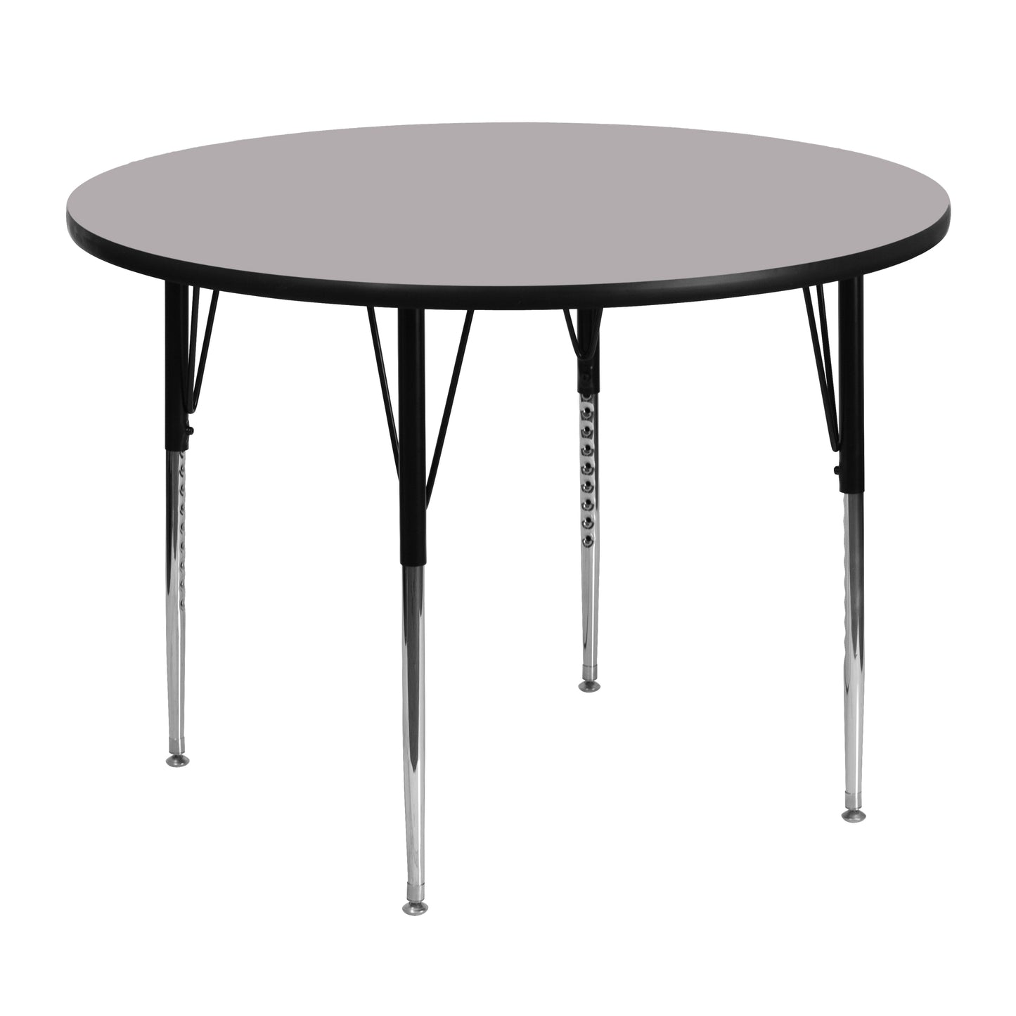 Wren 48'' Round Grey Thermal Laminate Activity Table - Standard Height Adjustable Legs Gray XU-A48-RND-GY-T-A-GG
