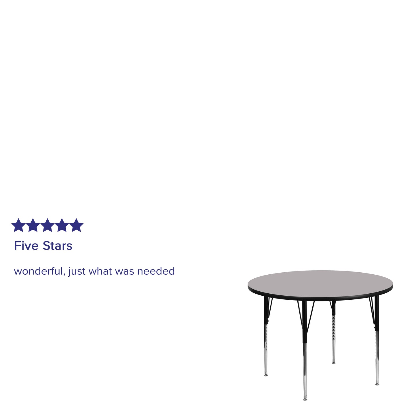 Wren 48'' Round Grey Thermal Laminate Activity Table - Standard Height Adjustable Legs Gray XU-A48-RND-GY-T-A-GG