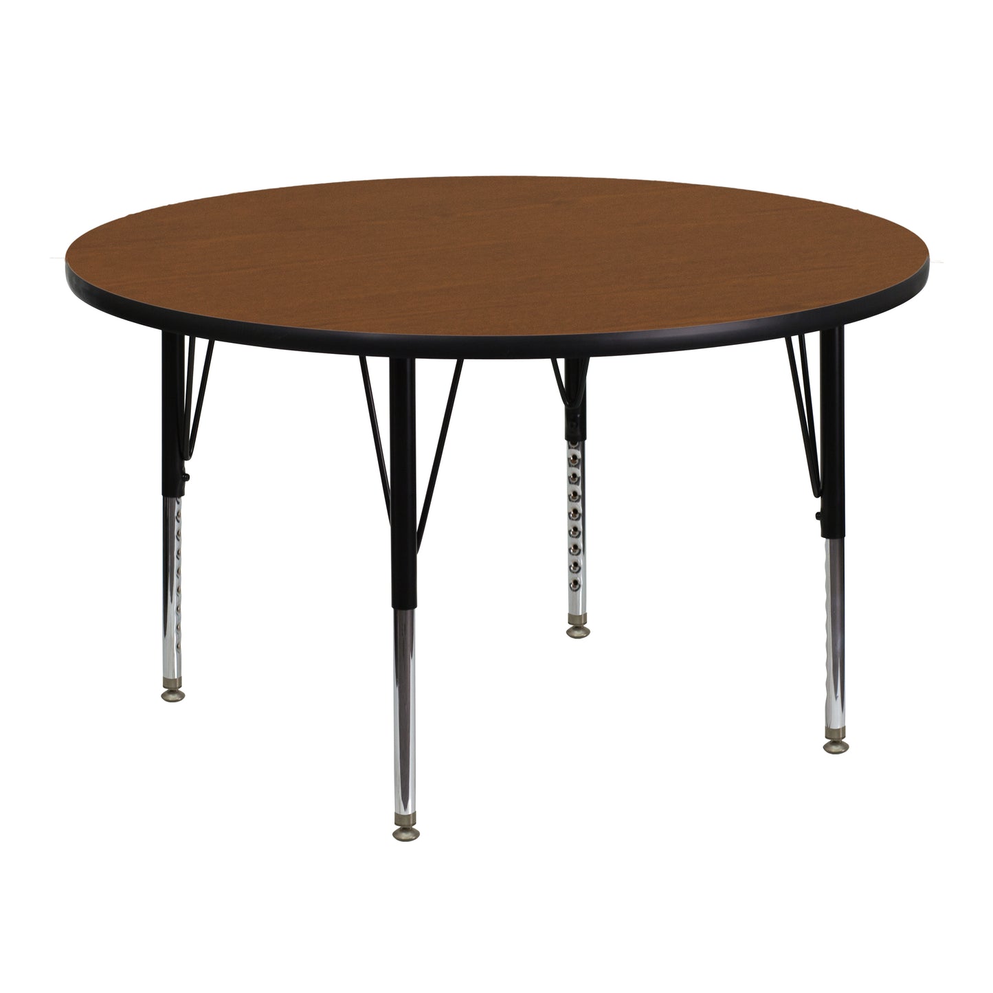 Wren 48'' Round Oak HP Laminate Activity Table - Height Adjustable Short Legs Oak