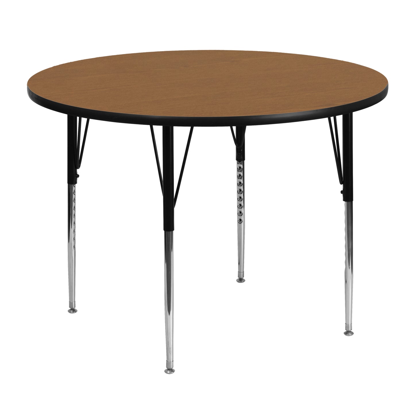 Wren 48'' Round Oak Thermal Laminate Activity Table - Standard Height Adjustable Legs Oak XU-A48-RND-OAK-T-A-GG