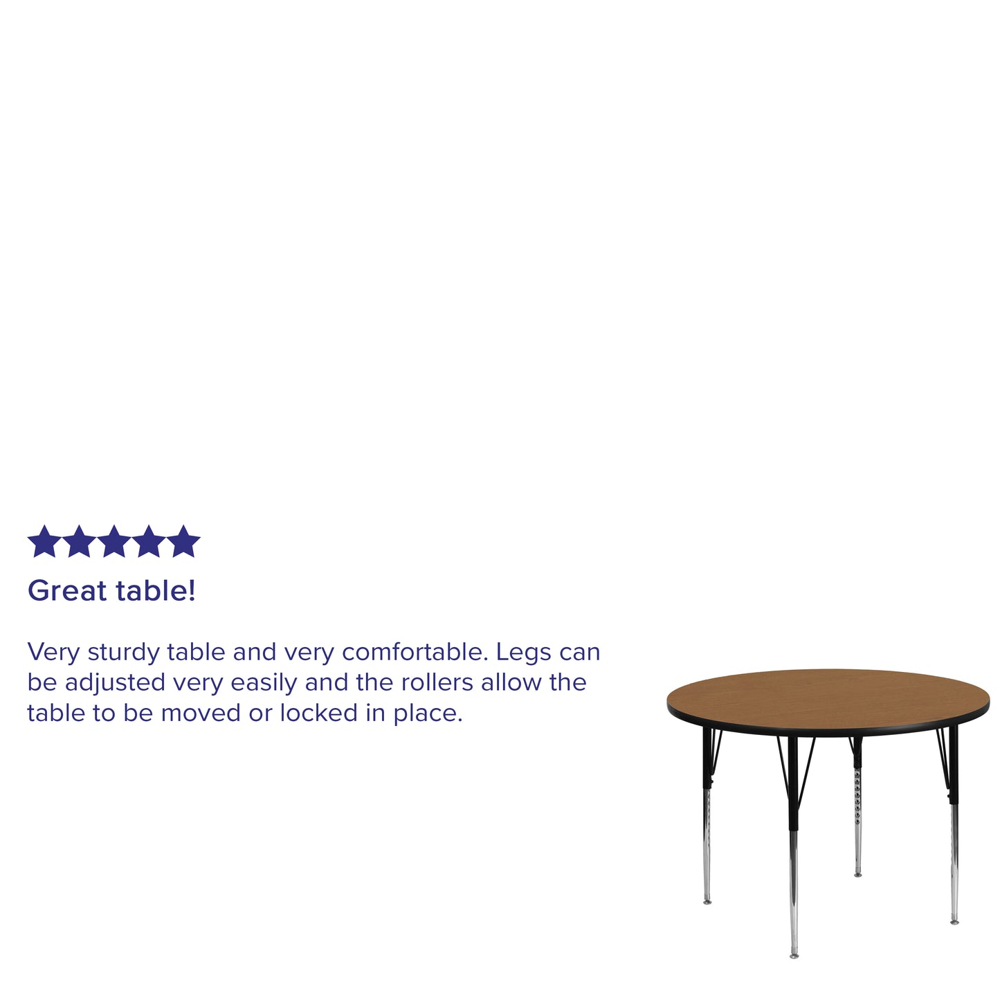 Wren 48'' Round Oak Thermal Laminate Activity Table - Standard Height Adjustable Legs Oak XU-A48-RND-OAK-T-A-GG