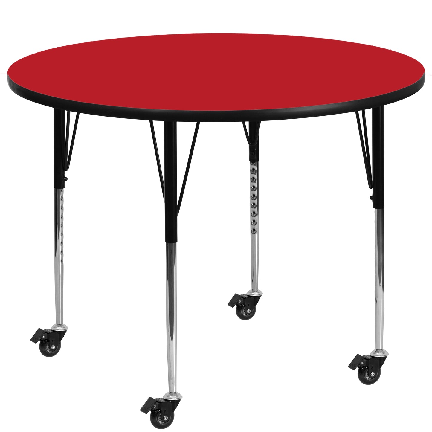 Wren Mobile 48'' Round Red HP Laminate Activity Table - Standard Height Adjustable Legs Red