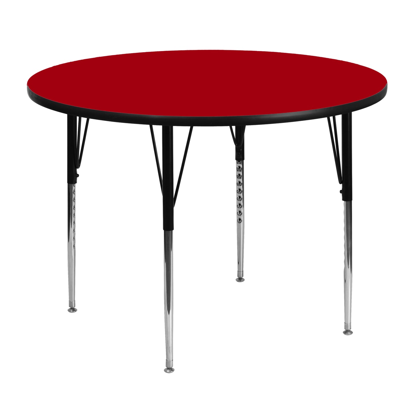 Wren 48'' Round Red Thermal Laminate Activity Table - Standard Height Adjustable Legs Red