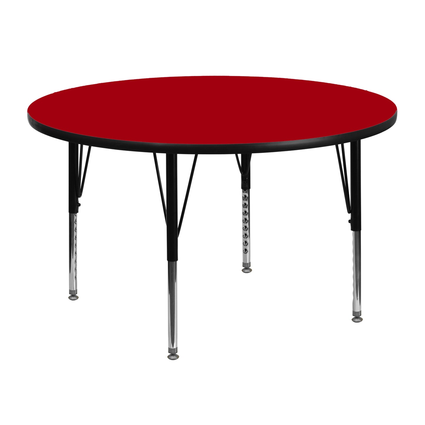 Wren 48'' Round Red Thermal Laminate Activity Table - Height Adjustable Short Legs Red