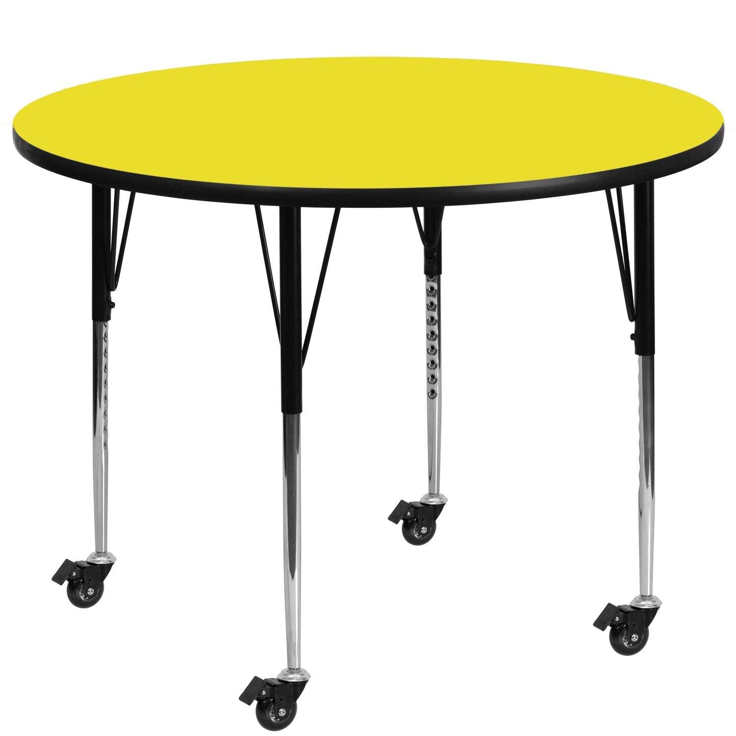 Wren Mobile 48'' Round Yellow HP Laminate Activity Table - Standard Height Adjustable Legs Yellow