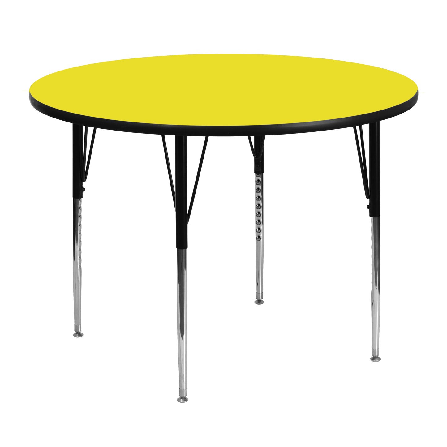 Wren 48'' Round Yellow HP Laminate Activity Table - Standard Height Adjustable Legs Yellow XU-A48-RND-YEL-H-A-GG