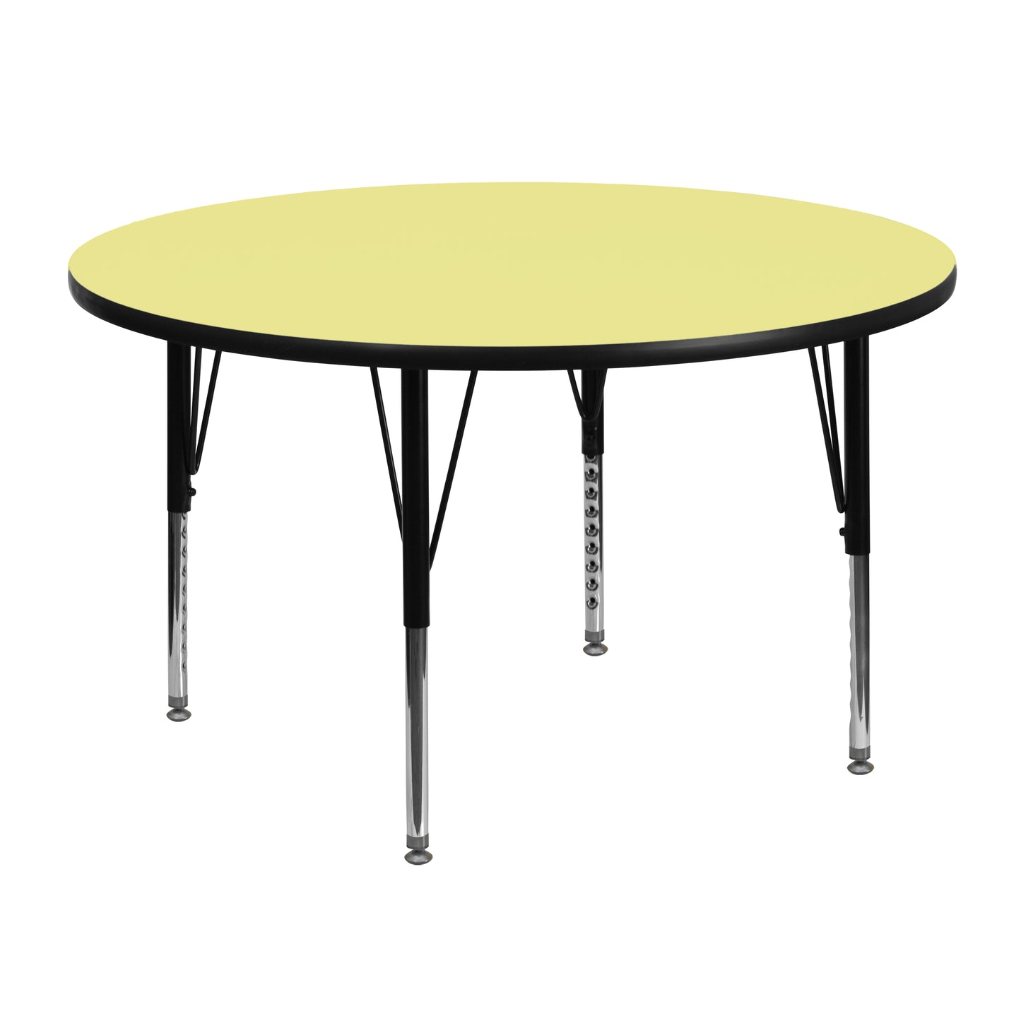 Wren 48'' Round Yellow Thermal Laminate Activity Table - Height Adjustable Short Legs Yellow
